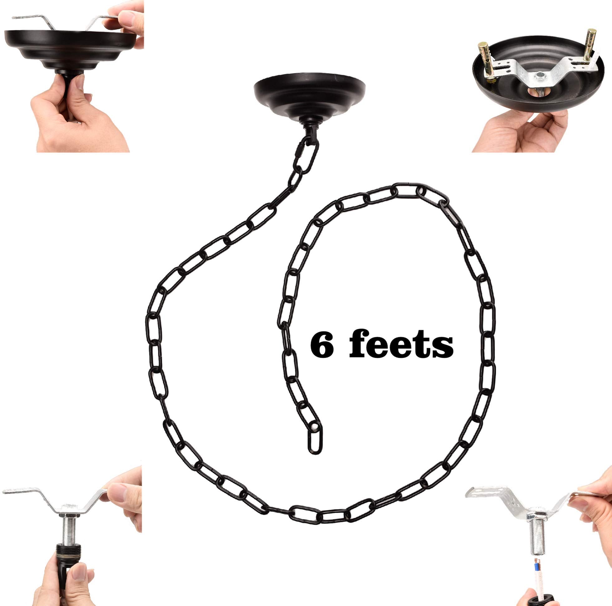 Rojoser Heavy Duty Canopy Kit & 3.2Ft Pendant Light Fixture Chain, Vintage Black
