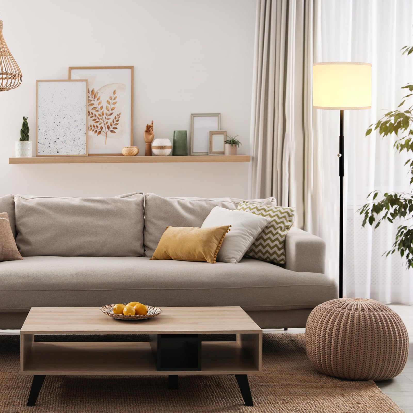 PARTPHONER Floor Lamp for Living Room Bedroom, 65 Modern Tall Lamp Simple Design Standing Lamps | 3 Color Temperature Rotary Swi