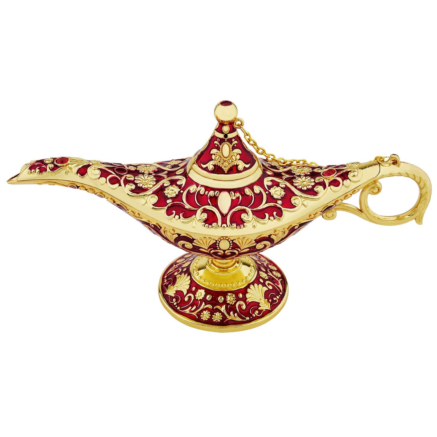 SUNMALL Vintage Aladdin Lamp, Collectible Arabian Decor, Red, Ideal for Home, Wedding, Halloween, Birthday Gifts
