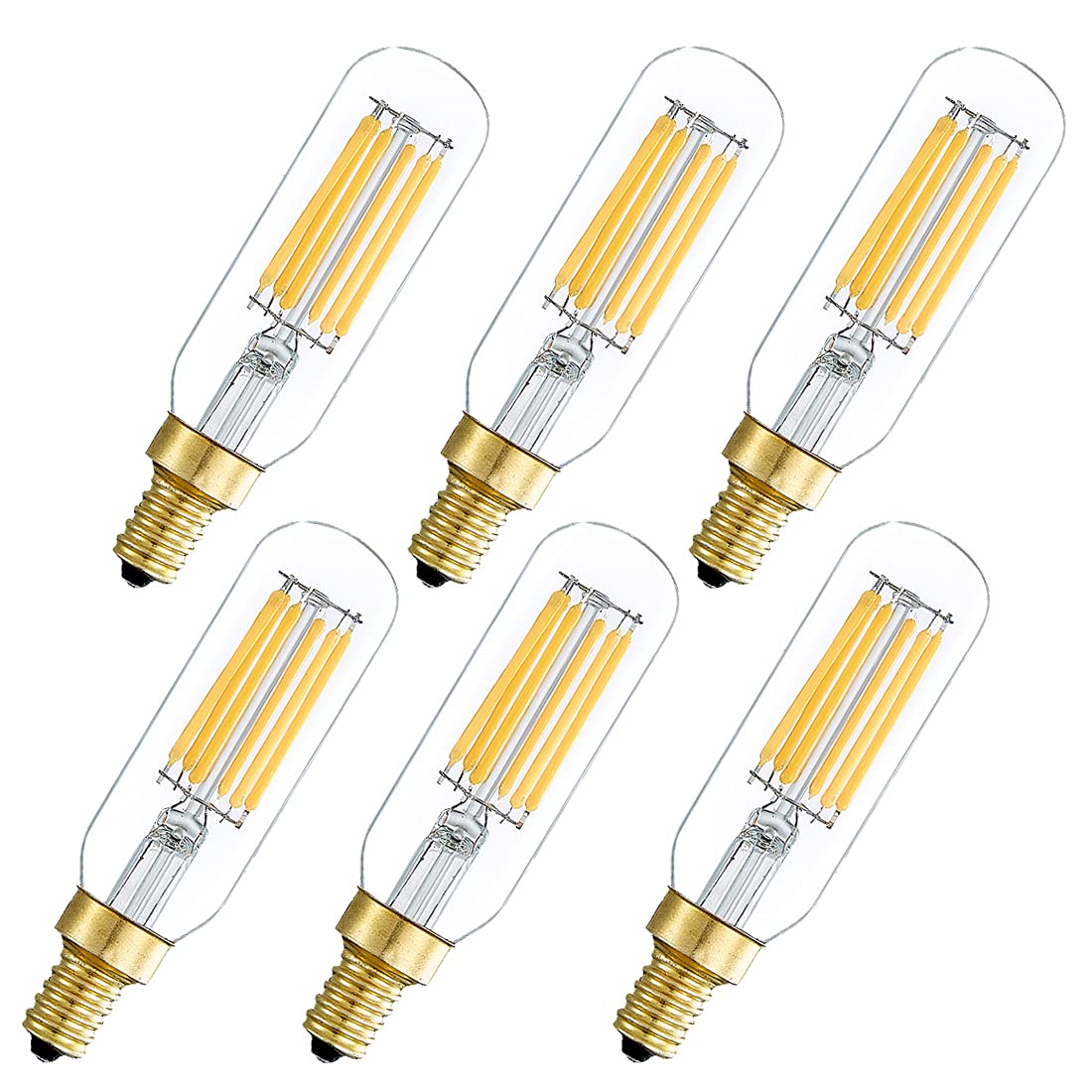 YFXRLIGHT Dimmable T6 Vintage LED Light Bulbs, 6W (60W Equivalent), E12 Base, Warm White 2700K, 6 Count, Glass