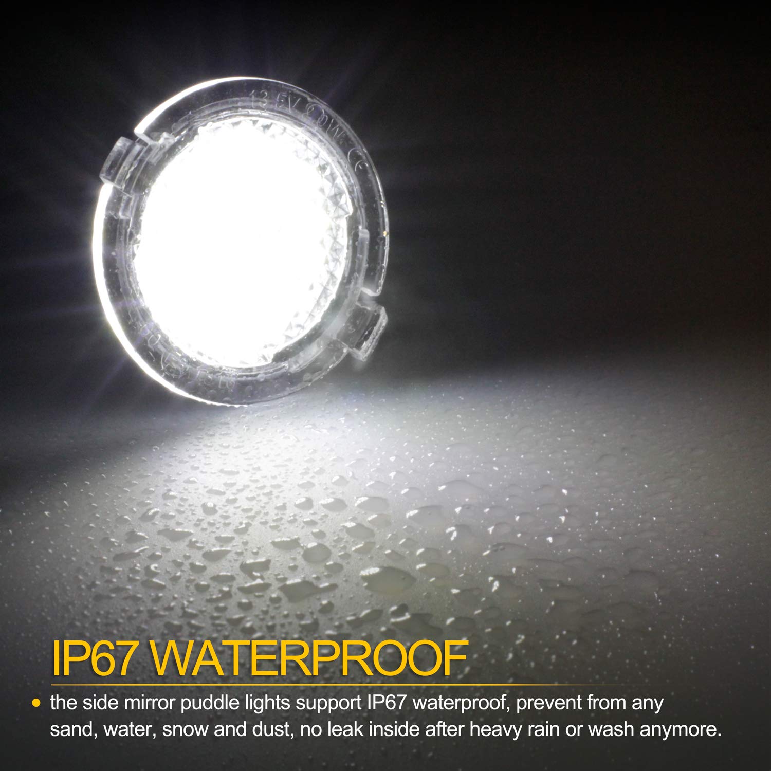 Ruxifey Side Mirror Puddle Light Led Lamp Compatible With Ford F150 Explorer Edge Expedition Flex Fusion Taurus X, 6000K White, 2-Pieces