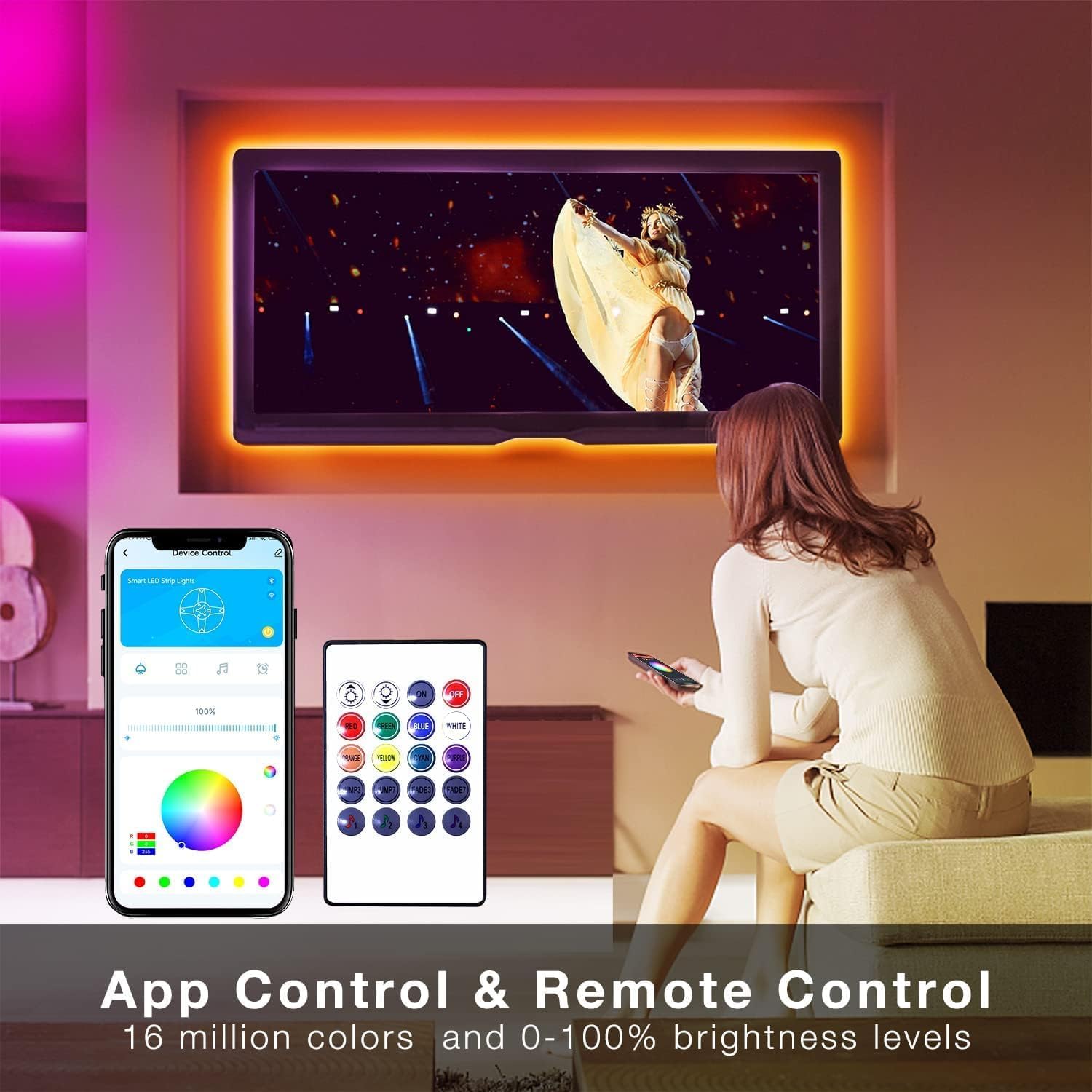 DAYBETTER Smart WiFi LED Strip Lights, 50FT RGB, App & Voice Control, Compatible with Alexa/Google Assistant, Multicolor, Model DADWF1501-V2