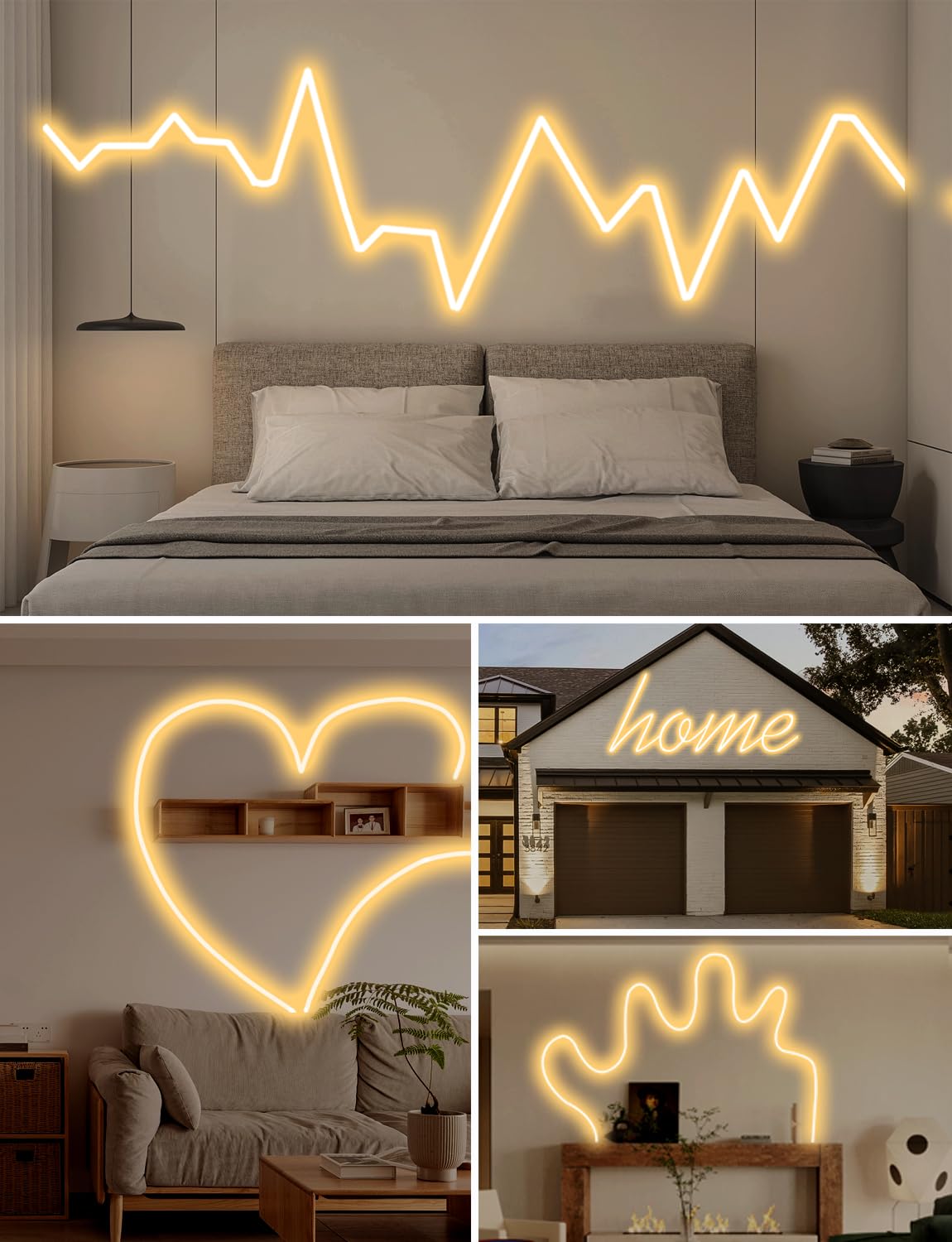 Echosari 33Ft Neon Rope Lights, 1200 Led Neon Rope Lights With Timer Dimmable Outdoor Flexible Neon Strip Lights Waterproof For