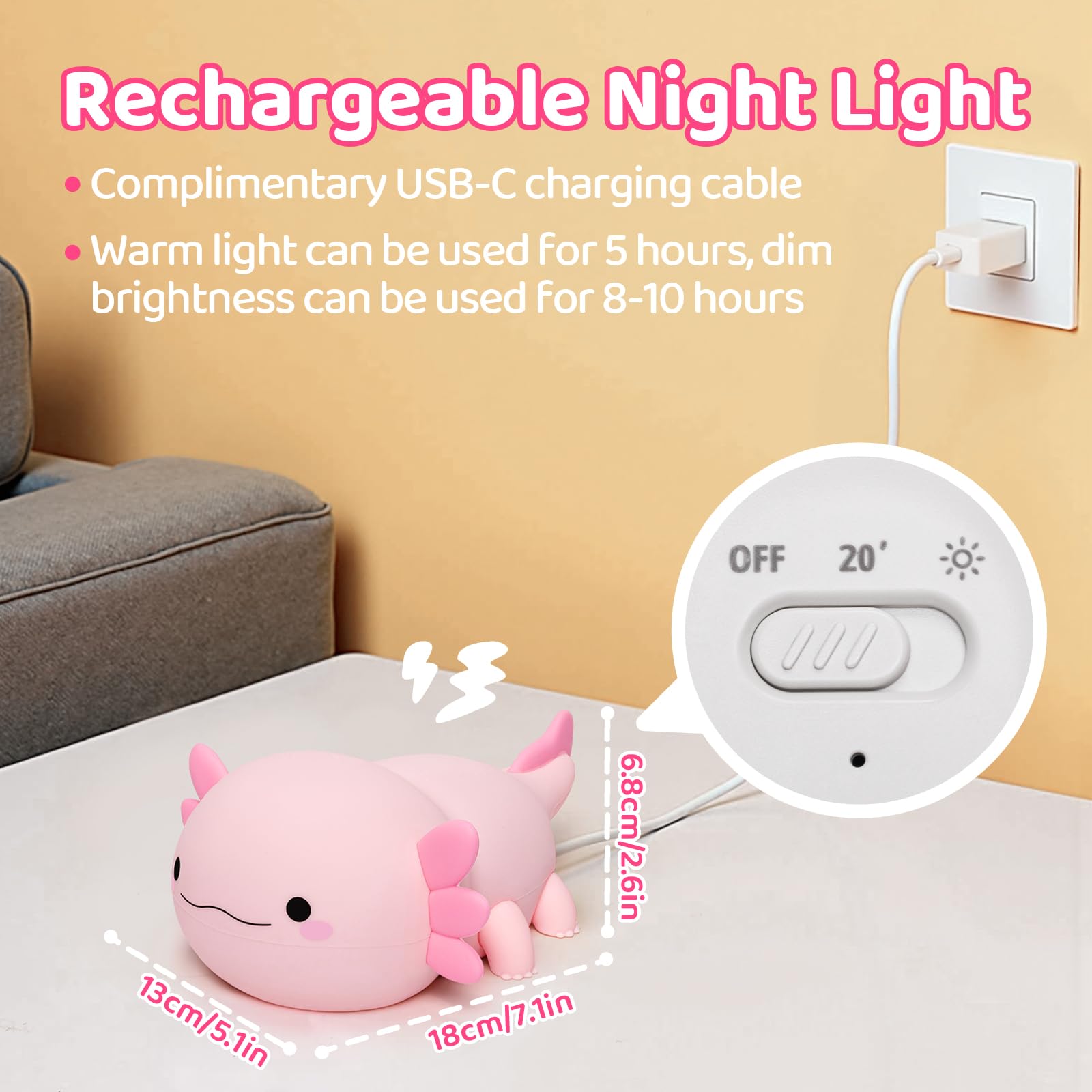 Caaaat Silicone Pumpkin Duck Night Light with 3 Levels of Brightness for Kids, 7 Colors Kawaii Lamp for Bedroom Halloween Decor,
