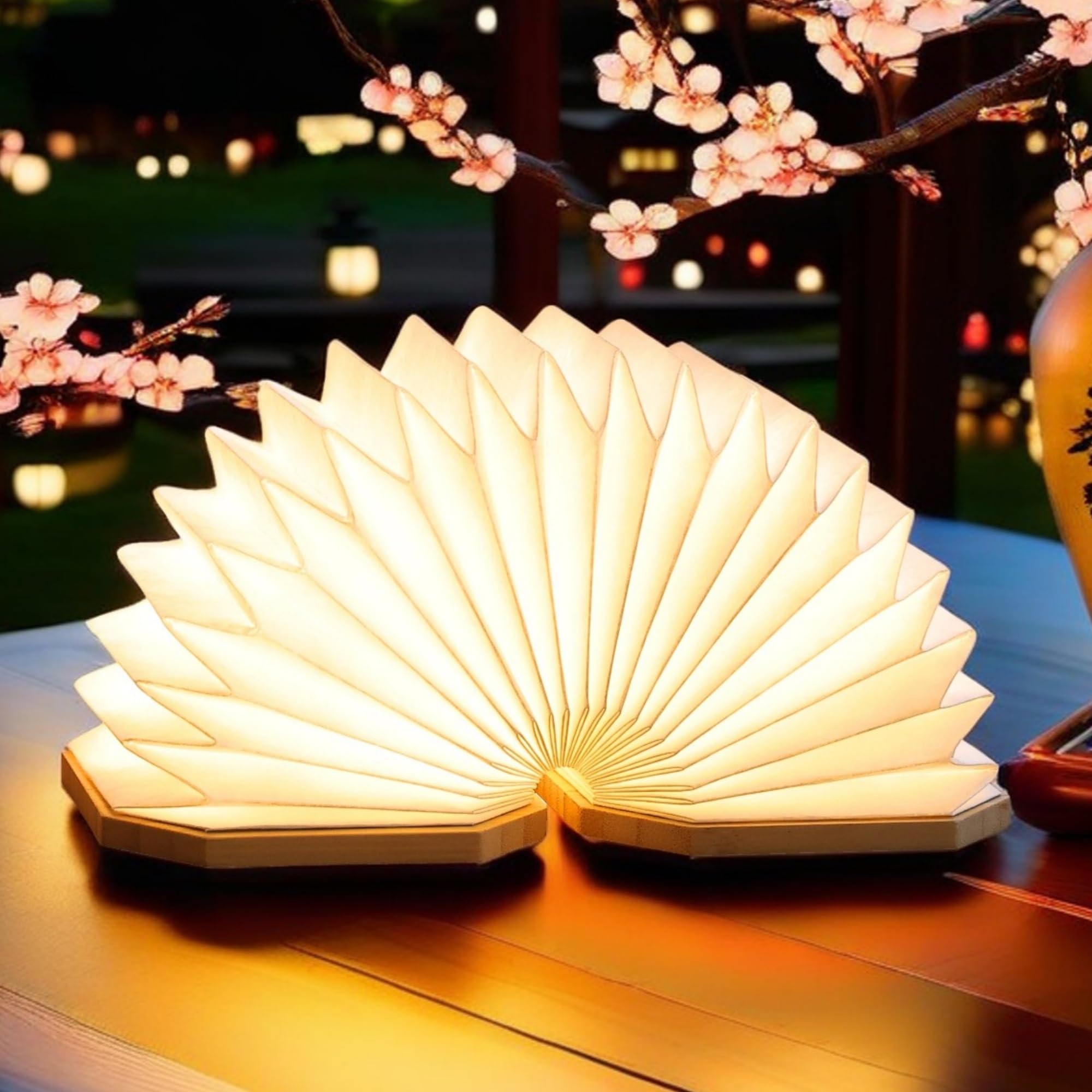 Bamboo Base Paper Lantern Lights - Foldable Japanese Lamp, 3 Color Modes for Home Decor, Spiritual Gifts