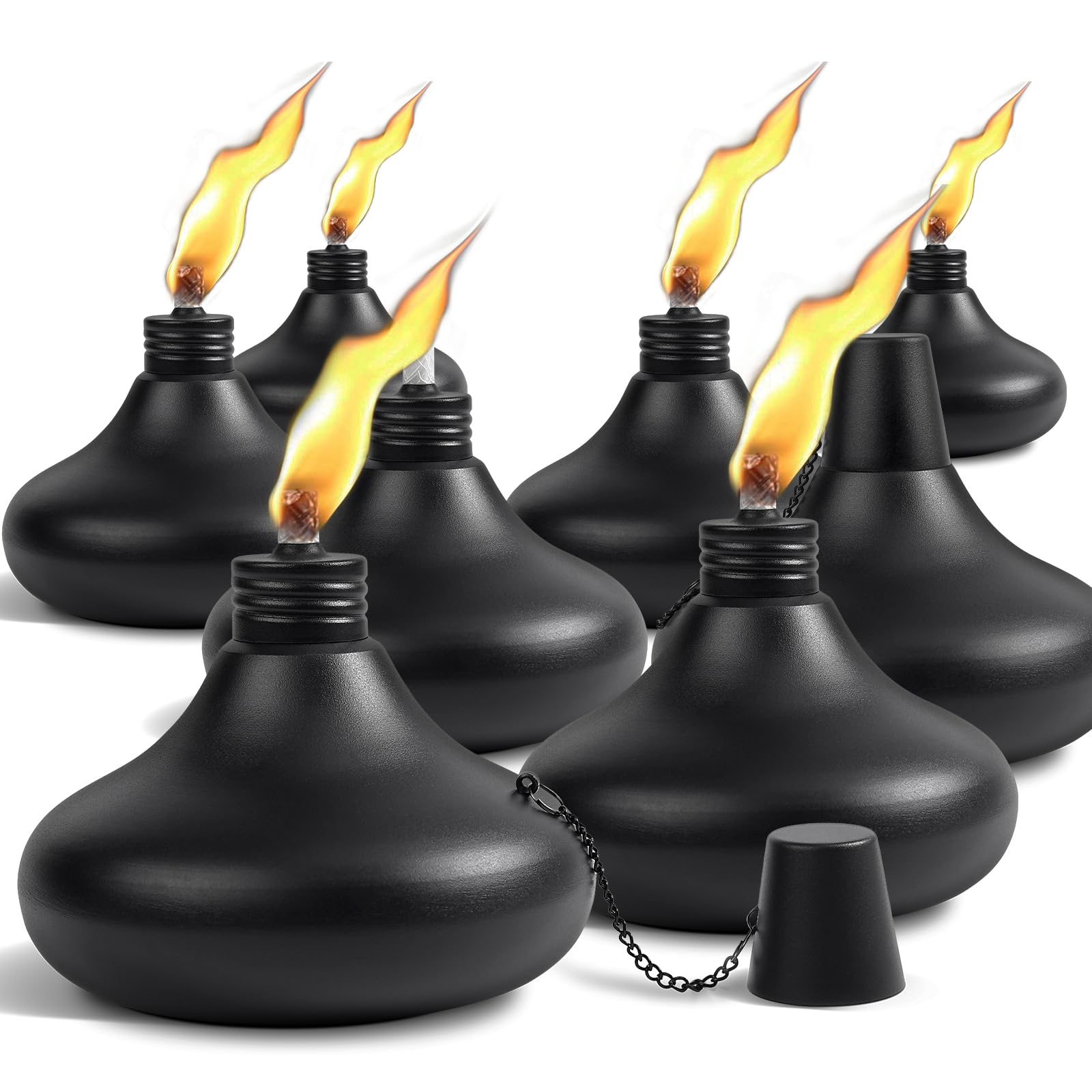 Snogswog 8-Pack Metal Tabletop Torches With 24Oz Citronella Candles For Outdoor Use