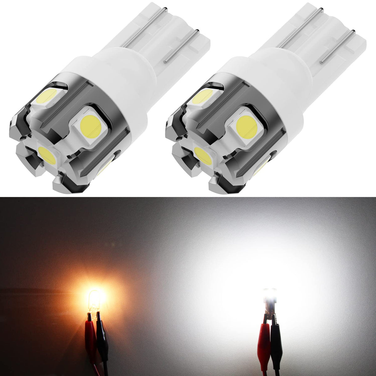 Phinlion 194 Led Light Bulb 6000K White Super Bright 168 175 2825 W5W T10 Wedge 6-Smd 3030 Chipsets Led Replacement Bulbs For Ca