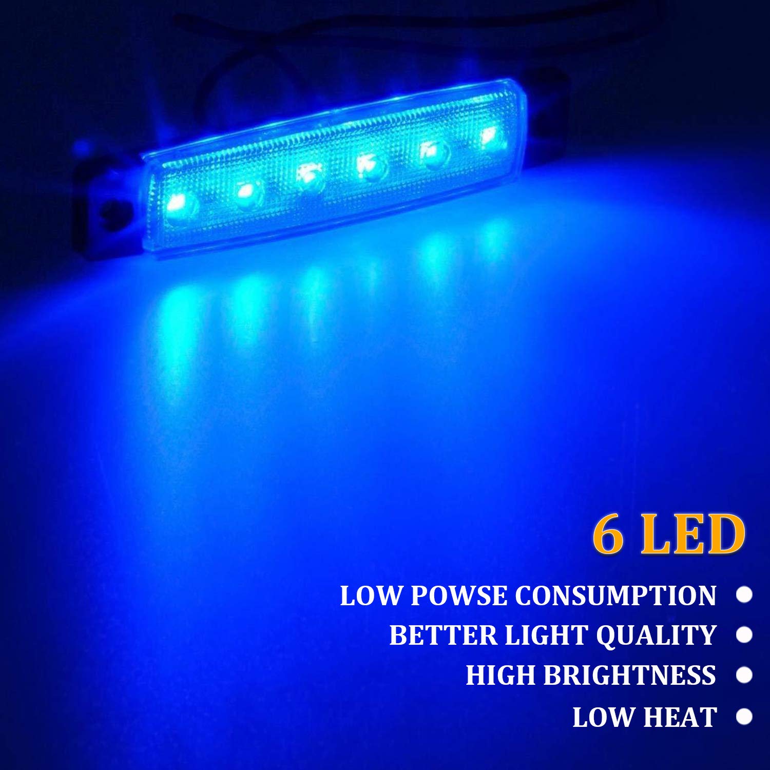 PSEQT LED Boat Interior Lights - Waterproof Marine Courtesy Light Strip, Blue, 10PCS, Colored Lens for Fishing, Pontoon, Kayak, Yacht