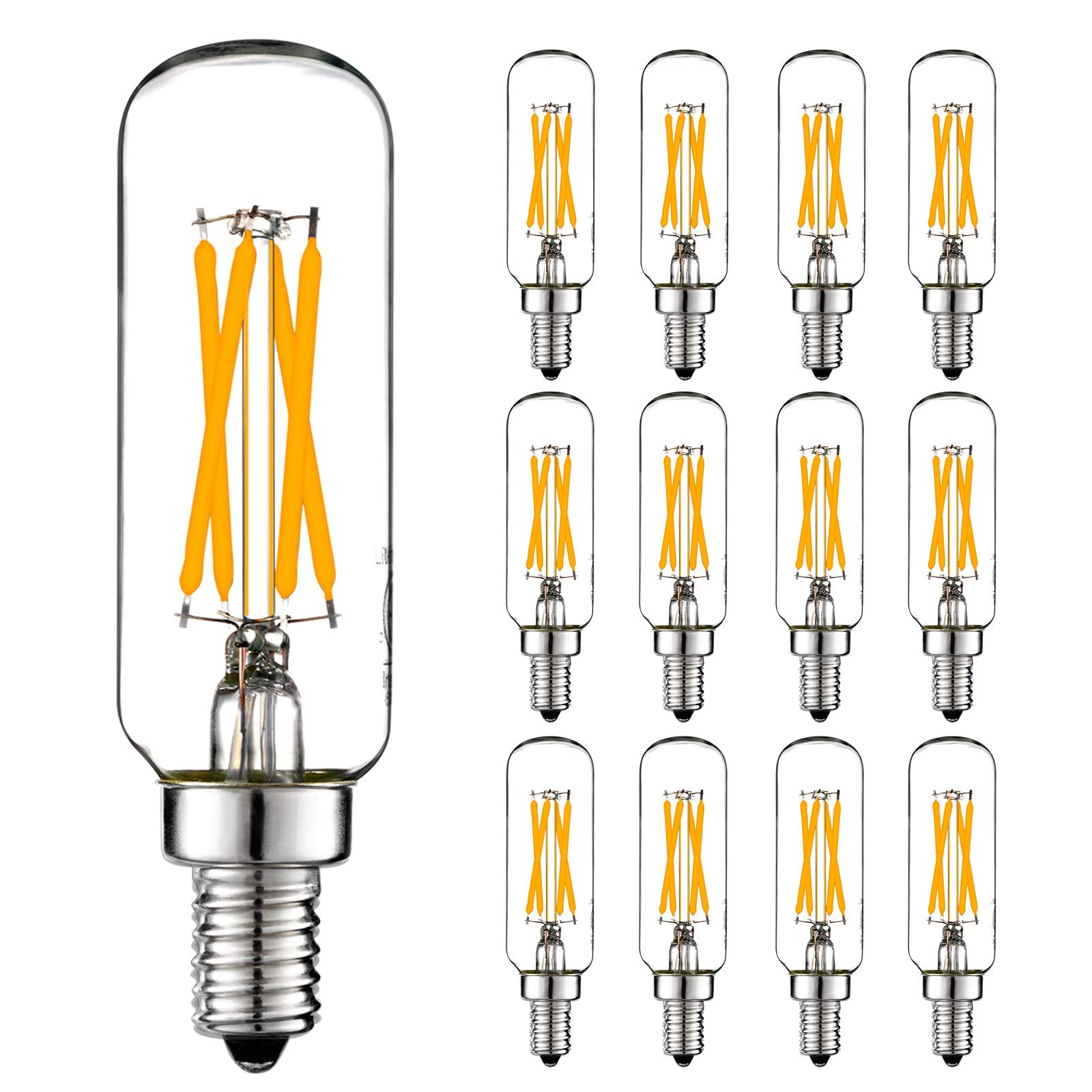 LiteHistory Dimmable E12 LED Bulb 6W 2700K Warm White T6 12Pack Glass Candelabra Bulbs for Chandeliers and Ceiling Fans