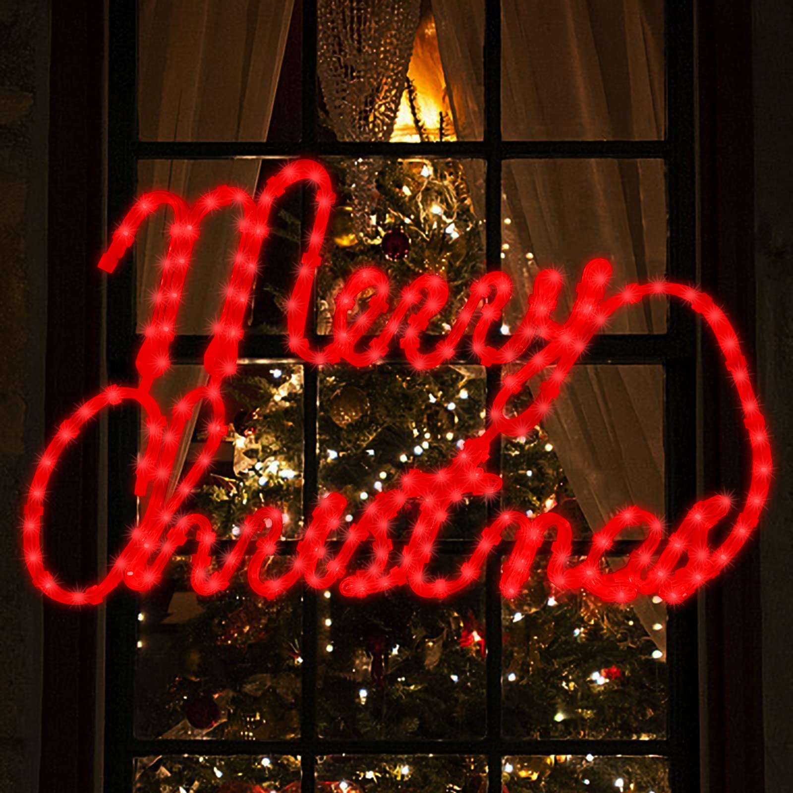 Xmasnova Christmas Window Silhouette Lights, 24 Inch, 180 LED, Double-Sided Decoration for Indoor Wall and Door, Model YHSL-180-F-8