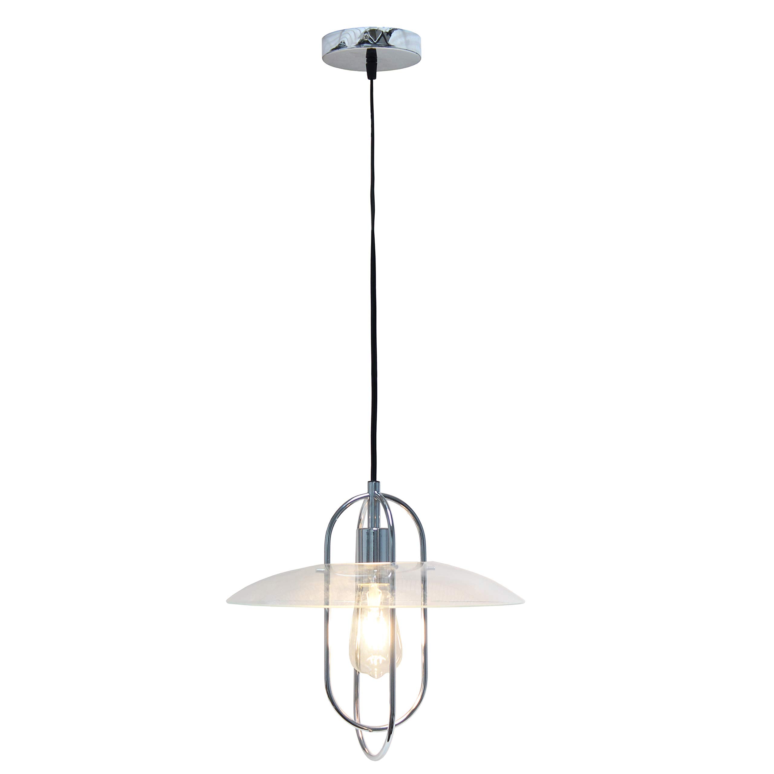 Simple Designs PT1008-CHR Modern Pendant Light, 1 Light, Chrome, Iron