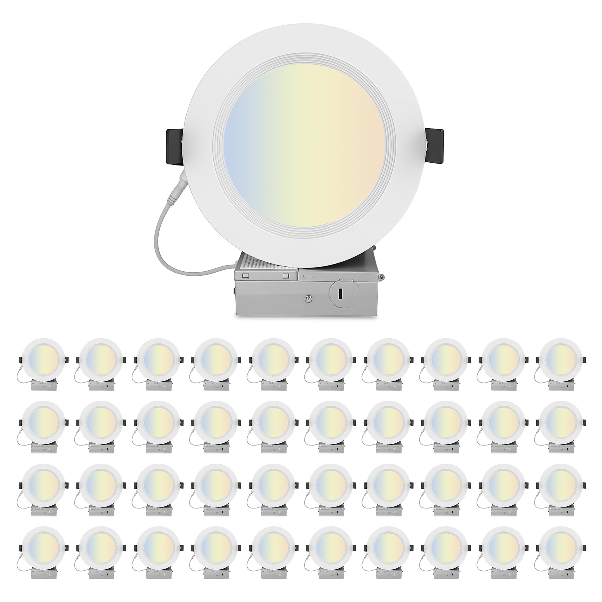 CHAMPION ELECTRONICS - 40-Pack 4 inch Baffled LED Recessed Lights - 5CCT Selectable (2700K-5000K)  Dimmable 12W 900LM Ceiling Fixtures  CRI>90  IC-Rated  ETL/FCC Certified  5-Year Warranty