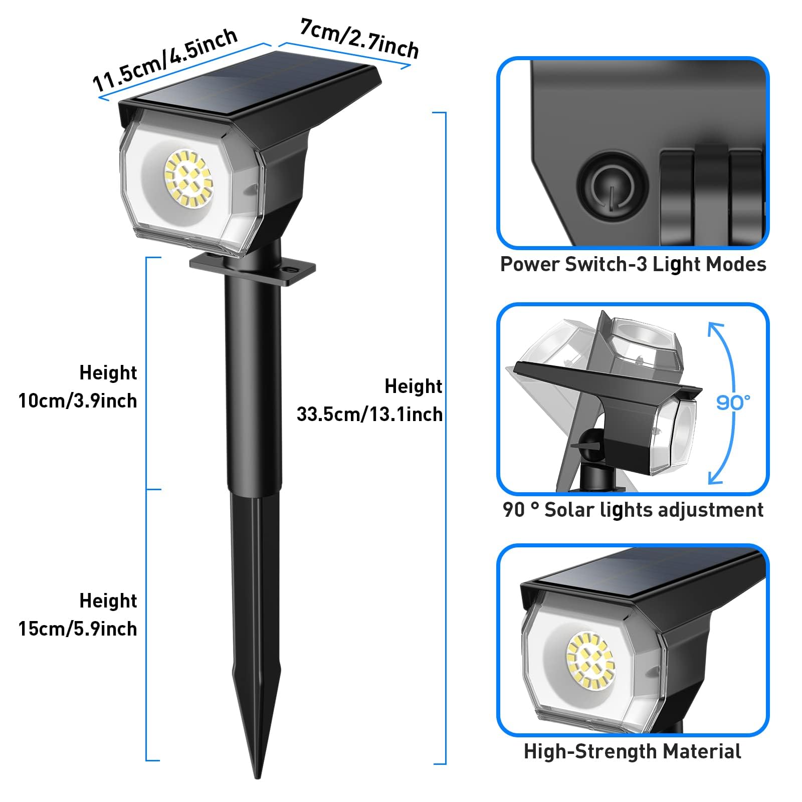 Eiuio Solar Outdoor Lights, Solar Lights Outdoor Waterproof, Solar Spot Lights Outdoor With Auto On/Off And 3 Lighting Modes, Outdoor Lights For Garden Decor, Outdoor Decor, 6 Pack(Cool White)