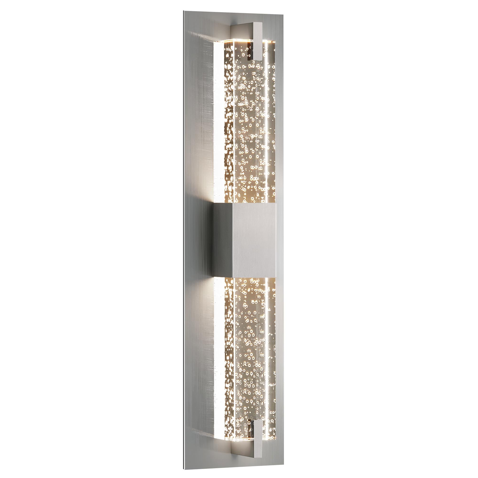 WOSHITU LED Wall Sconce Light - 19 Inch Nickel Modern Dimmable Crystal Fixture for Indoor Bathroom, Living Room, Bedroom, Hallway