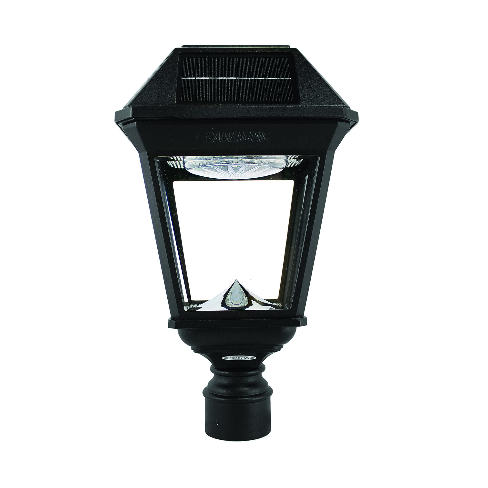 Gama Sonic Imperial III Solar Post Light, Black Aluminum, 300 Lumen, 3-inch Fitter, Model 97K012, Single Lamp