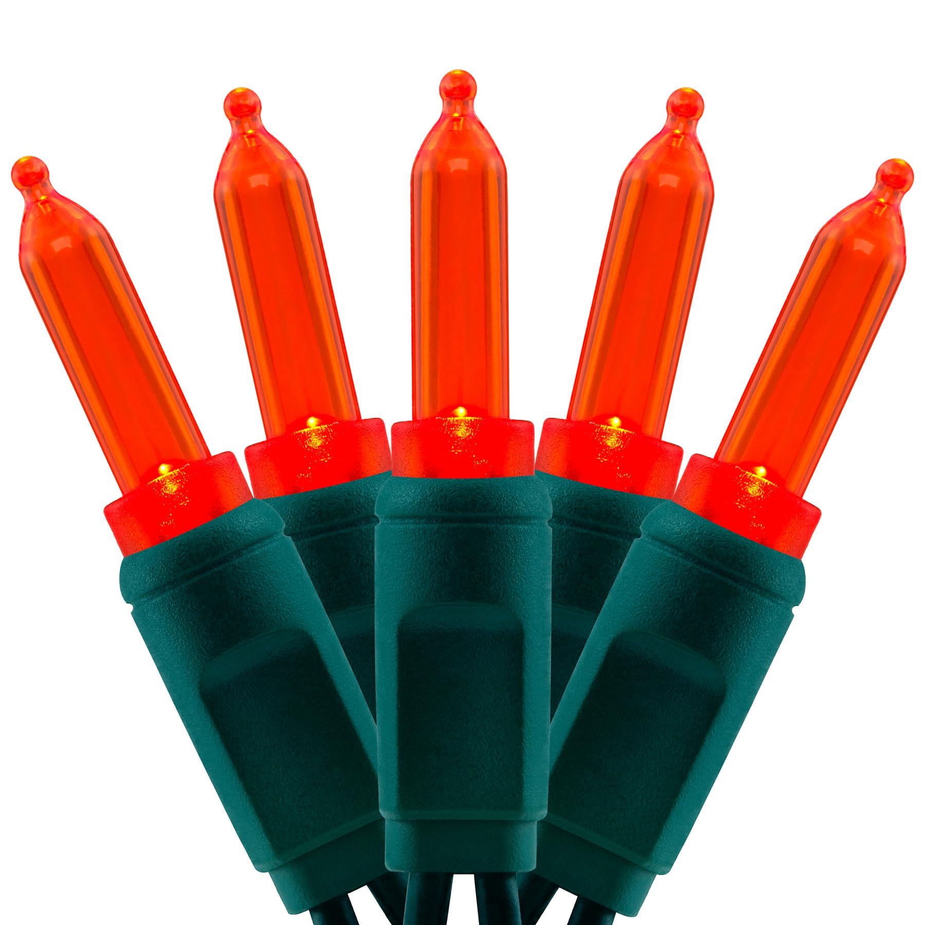 YULETIME T5 LED Christmas Lights, 33 ft Waterproof, Red, Green Wire, Model YX-T5-100-3