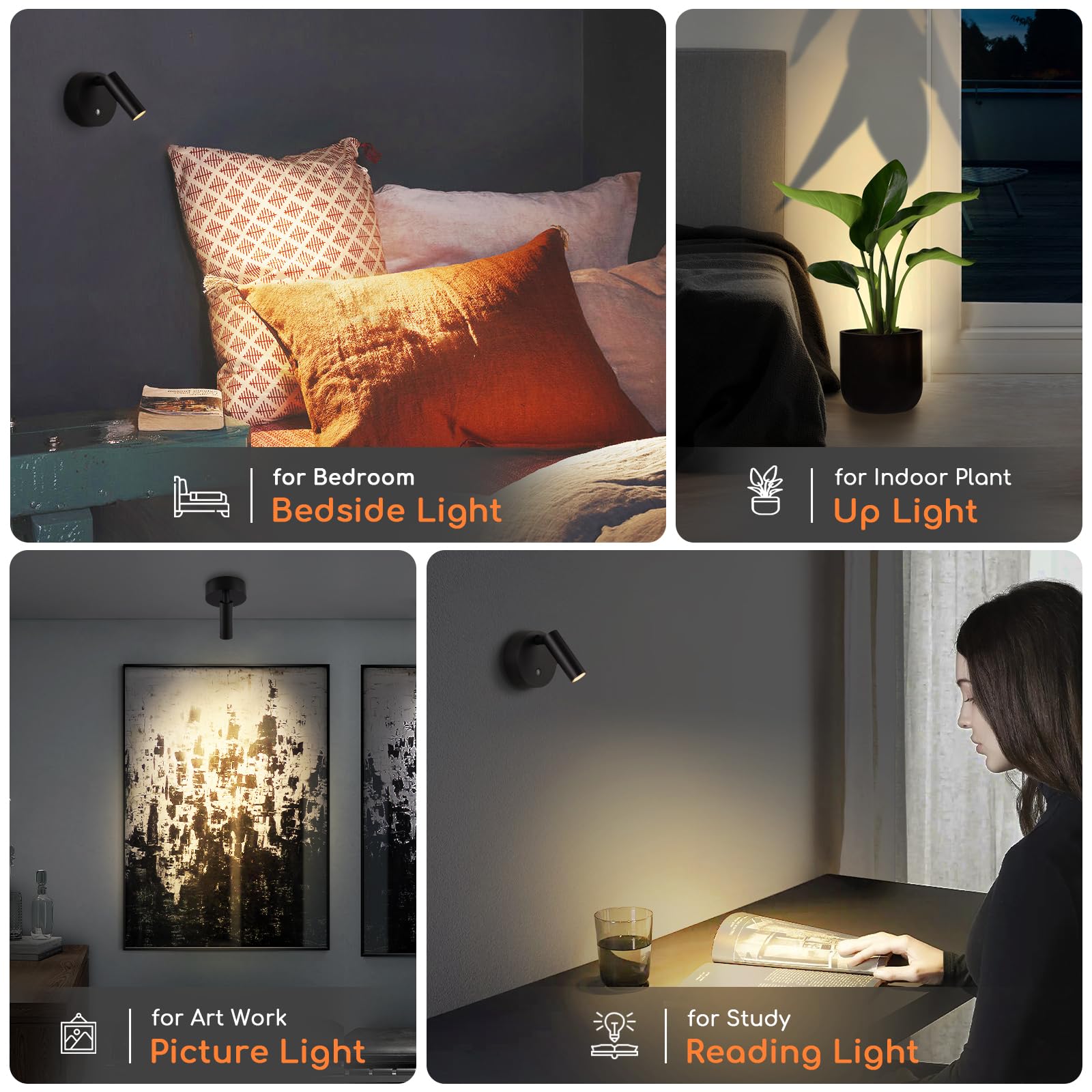 Urtom Wireless Spot Lights Indoor With Remote Up Lights Indoor Picture Light Battery Operated Spotlights With Timer Dimmable Accent Uplighting Indoor Stick On Wall Light For Plant Artwork, 1 Pack