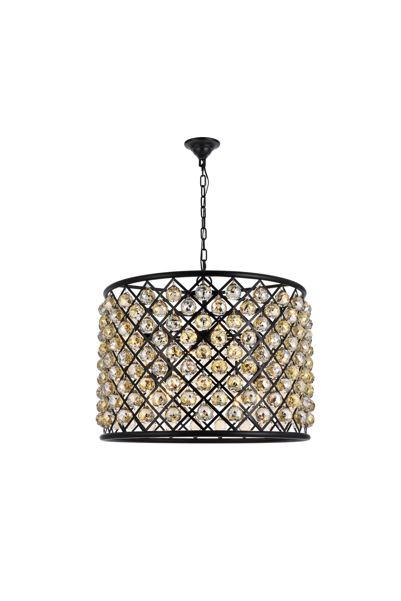Elegant Lighting Madison Collection 8-Light Pendant Lamp with Royal Cut Golden Teak Crystals, Mocha Brown Finish