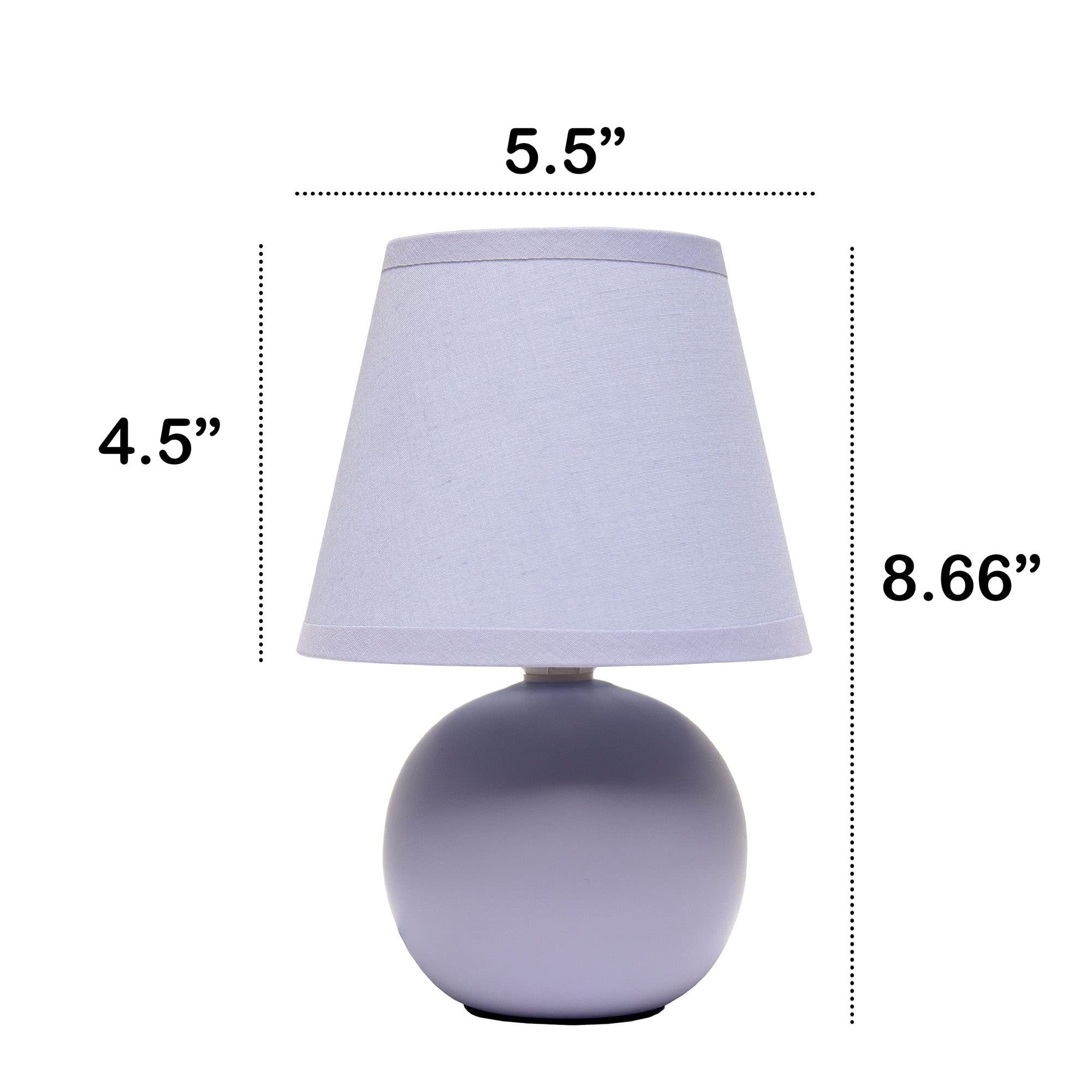 Creekwood Home Purple Ceramic Orb Base Bedside Table Lamp Set With Drum Shade, 8.66&quot;