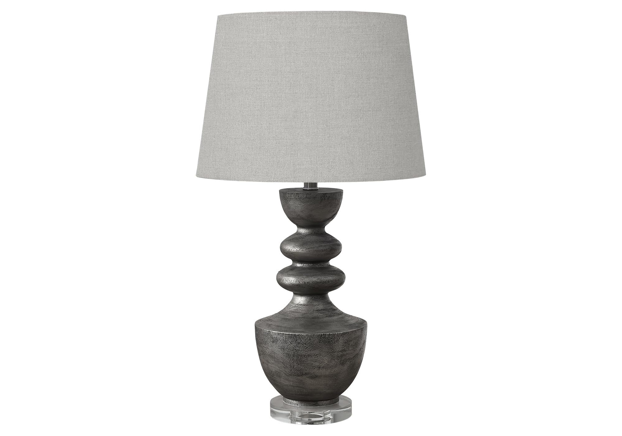 Monarch Specialties Table Lamp I 9922, 28in H, Grey Resin, Grey Shade, Transitional Design