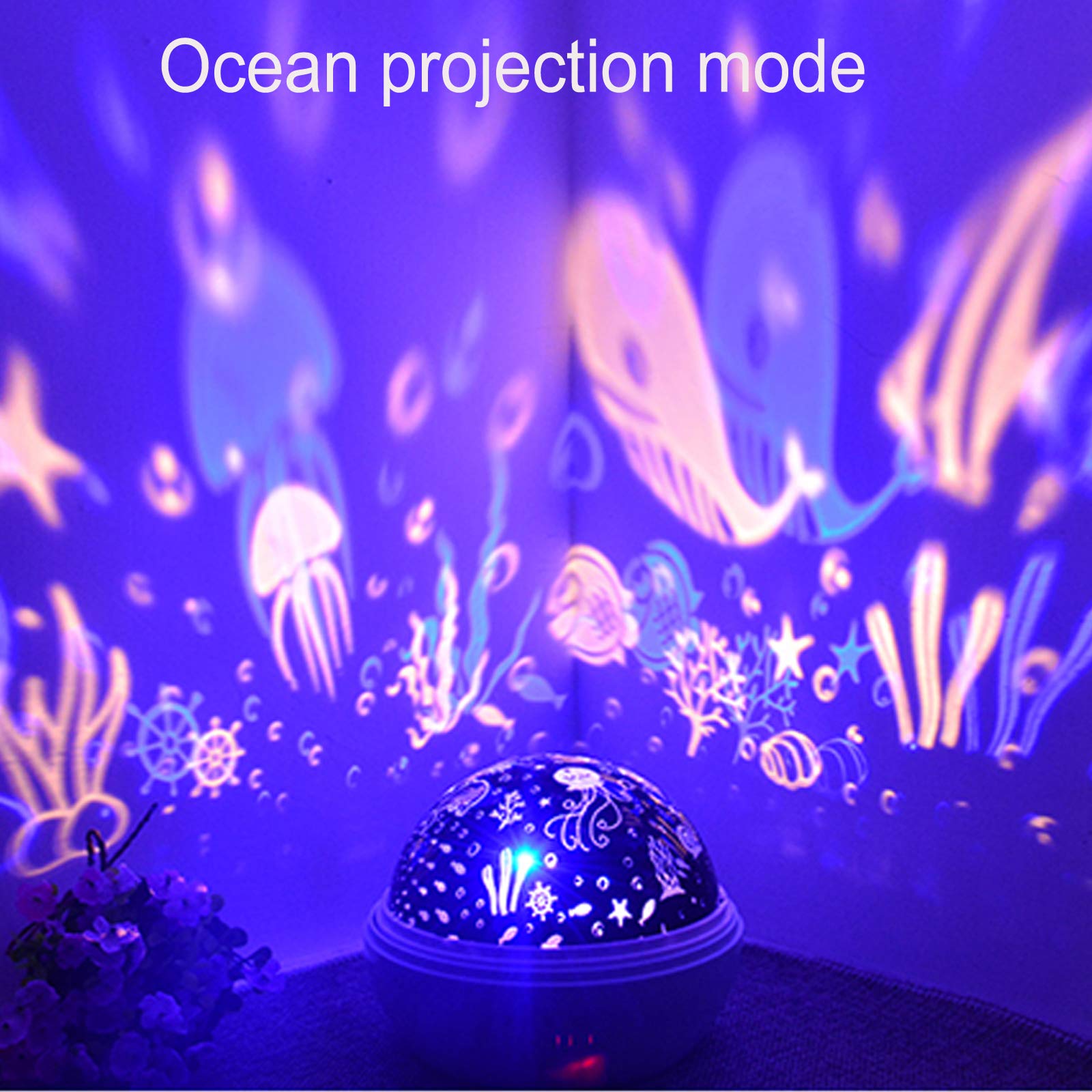 Topepop Star Projector Night Light - Pink 360° Rotating Ocean & Starry Sky Lamp For Kids