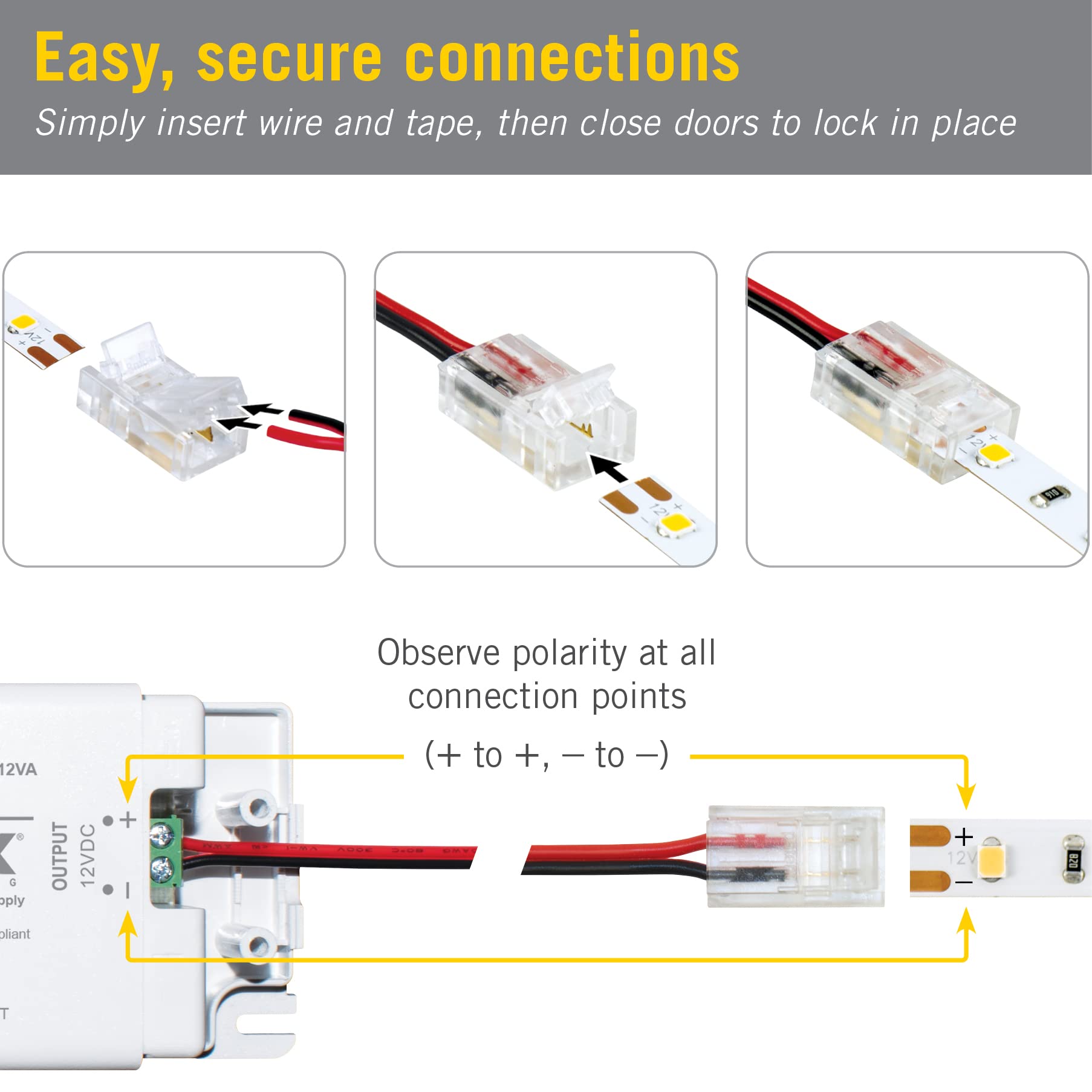 Armacost Lighting 566021 White/Single Color Led Wire To Tape Connector - 18 Pk