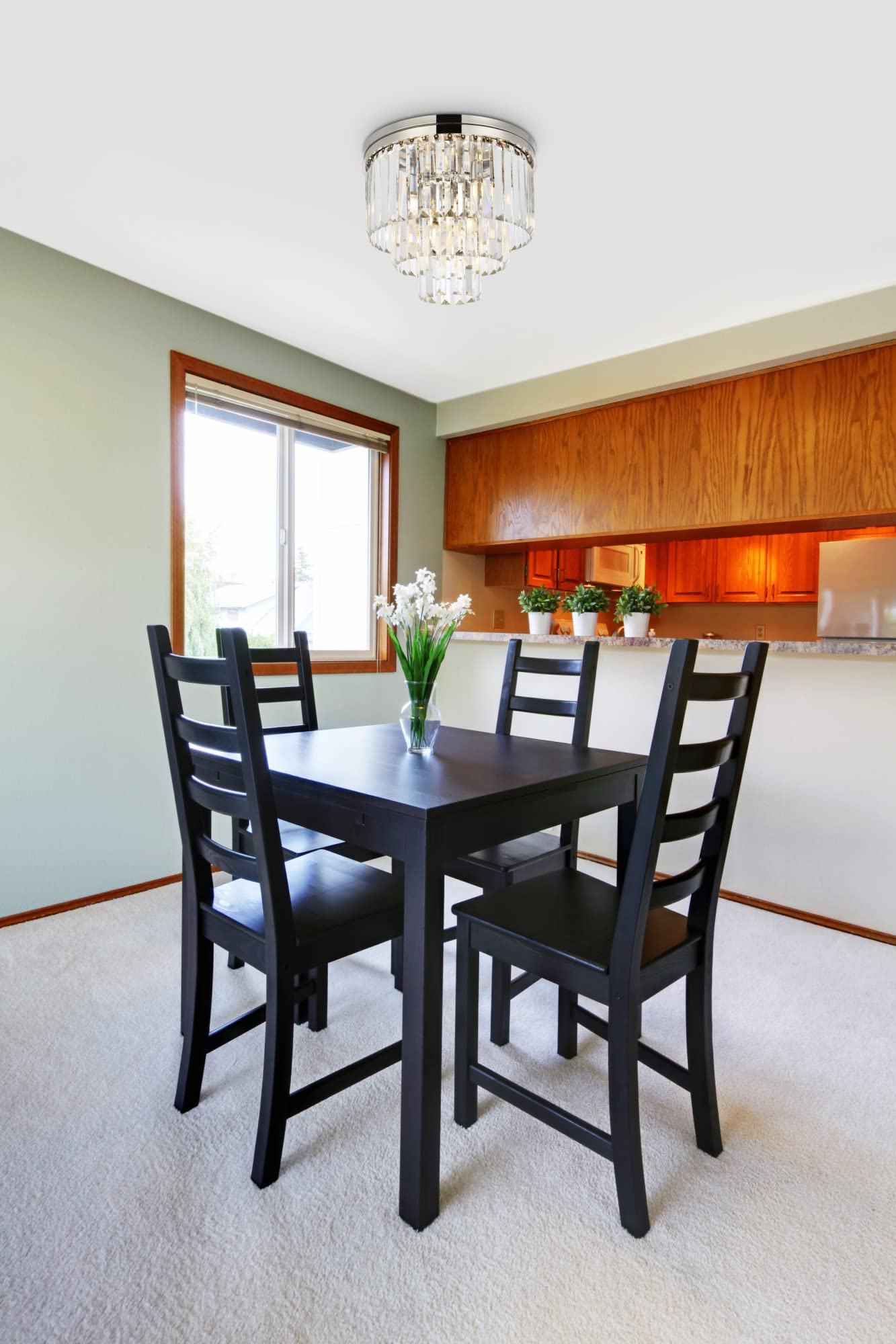 Elegant Lighting Sydney 9 Lt Polished Nickel Flush Mount Clear