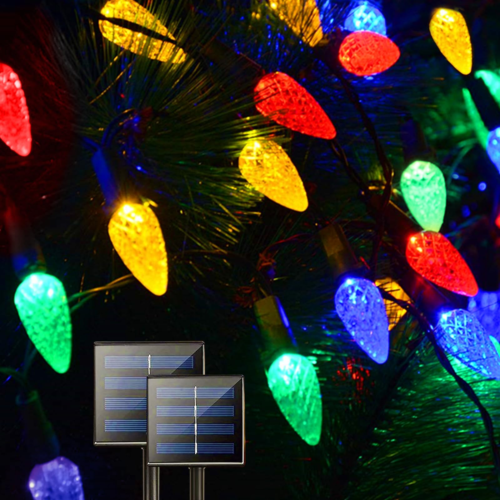 Solar String Strawberry Lights Outdoor 2 Pack 200 Led 80Ft Multi-Color Christmas Fairy Lights With 8 Lighting Modes  Waterproof Solar Lights Outdoor For Garden Christmas Wedding Xmas Tree Decoration