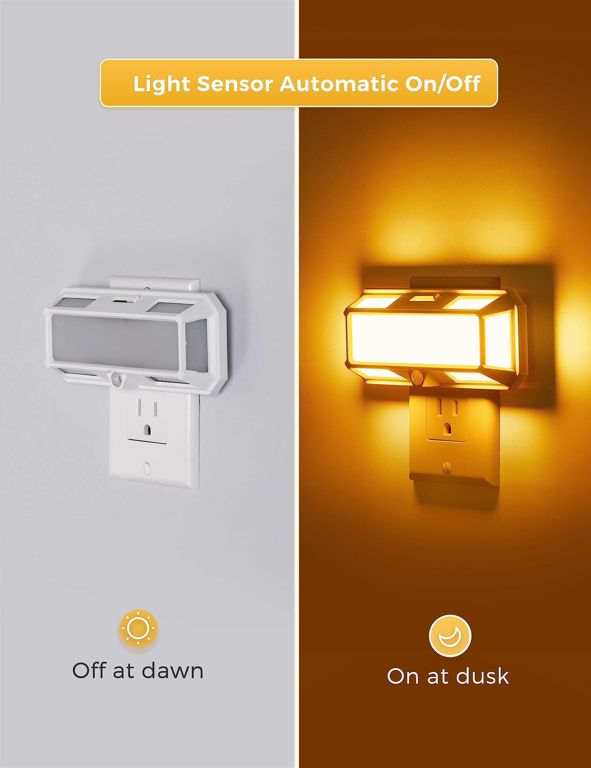 Bright Amber Night Light, Lohas Night Lights Plug Into Wall[2 Pack], 0-250Lm Led Night Light, Dusk To Dawn Sensor, 2W 2000K Dimm