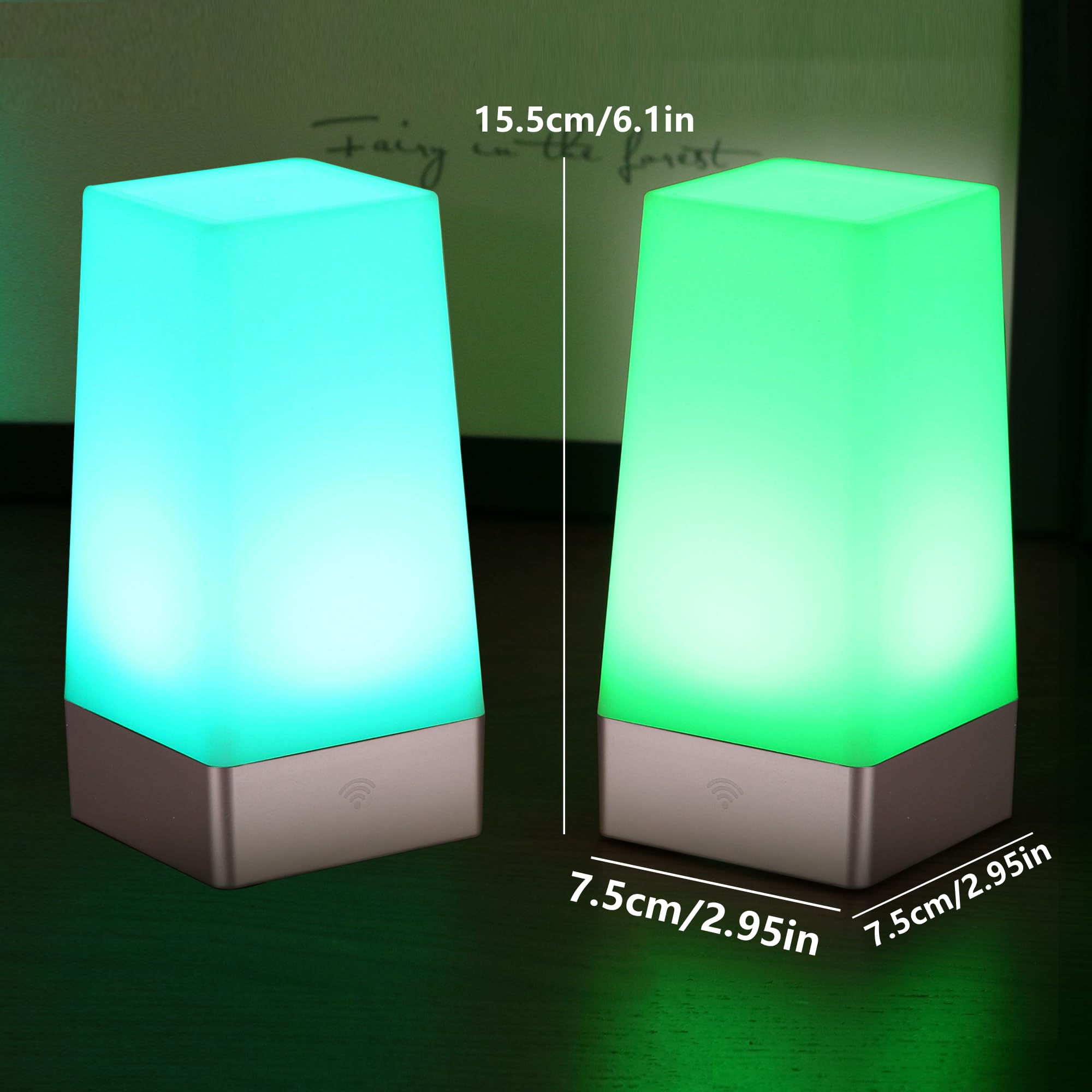 Wralwayslx 2Pack Square Remote Control Night Light Bedside Lamp Color Changing Powe By 3Aa Batteries(Not Include)