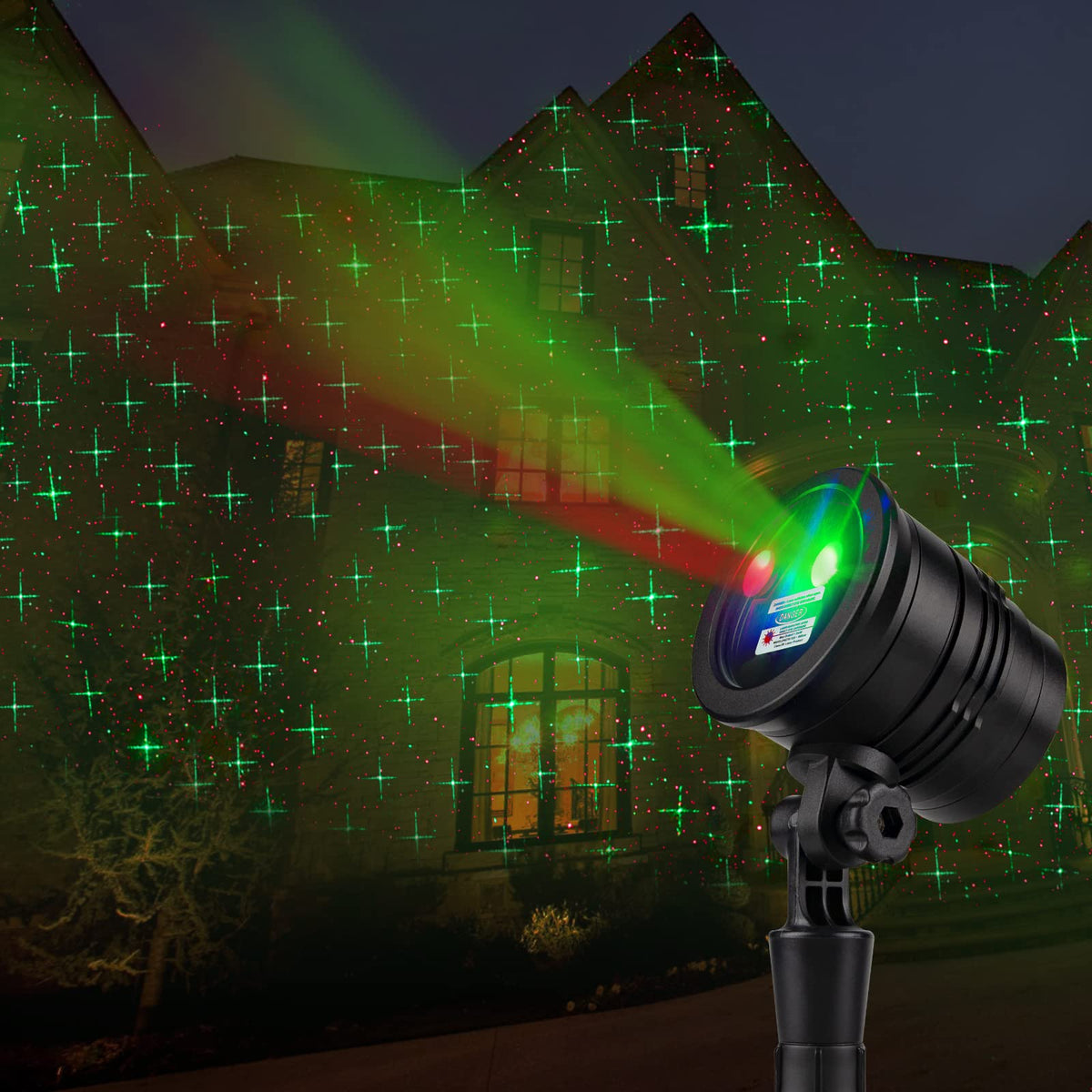 Christmas Projector Lights Outdoor, Led Christmas Laser Lights Landscape Spotlight Red And Green Star Show Waterproof With Remot