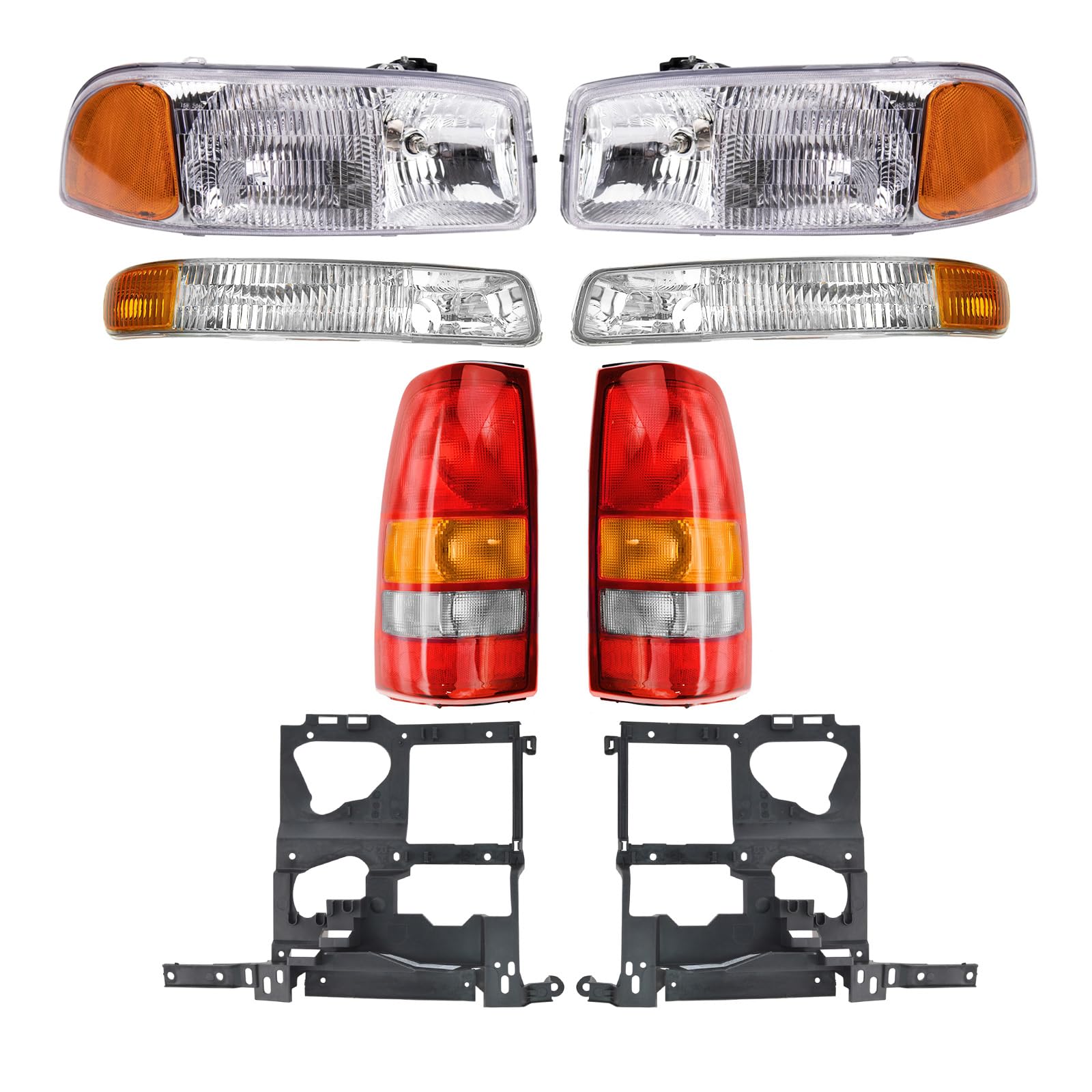 Trq Lighting Kit Driver & Passenger Side Compatible With 1999-2002 Gmc Sierra 1500 2001-2002 Sierra 1500 Hd Gm1221121 Gm1221122 Gm2502188 Gm2503188 Gm2520174 Gm2521174 Gm2592110 Gm2593110 Gm2800135