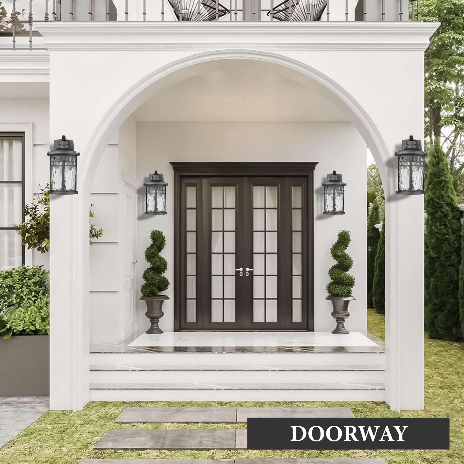 Darkaway Outdoor Porch Lights Wall Mount, Outside Light Fixtures Sconces Wall Lighting With Water Ripple Glass Waterproof Exteri