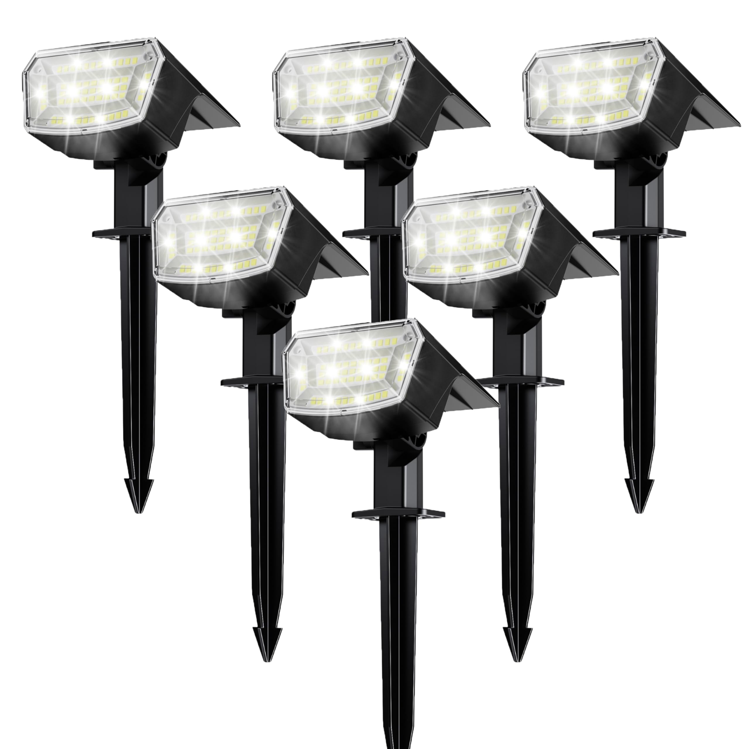 TECKNET Solar Spot Lights - 59 LED, 3 Lighting Modes, Waterproof IP65, 6 Pack, Cool White, Model TK-SL005