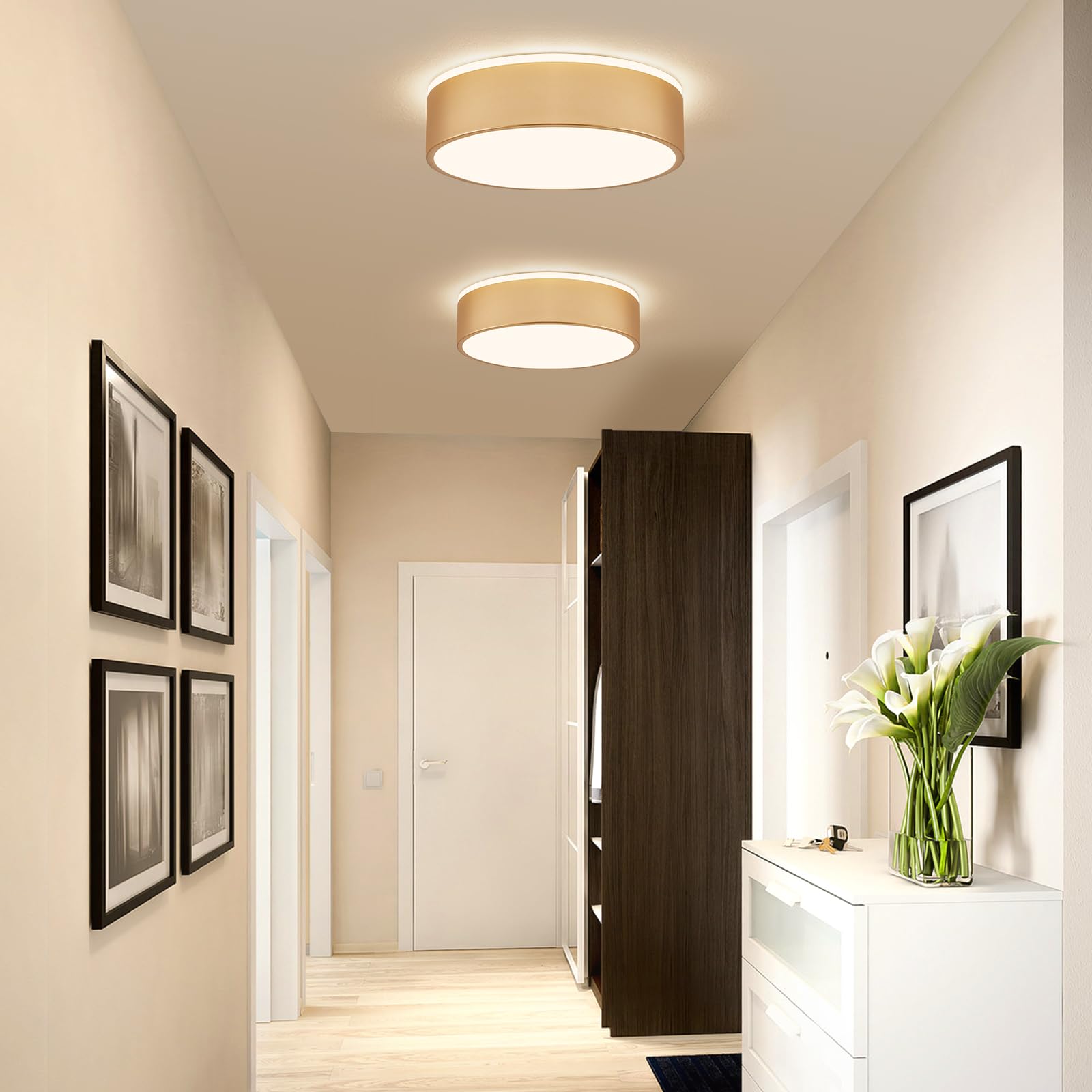 Vikaey Gold Led Ceiling Light, Modern Flush Mount Ceiling Light Fixture, Minimalist Round Metal Lighting Fixture Ceiling Lamp For Hallway, Entryway, Bedroom, Balcony, 11.81 Inch