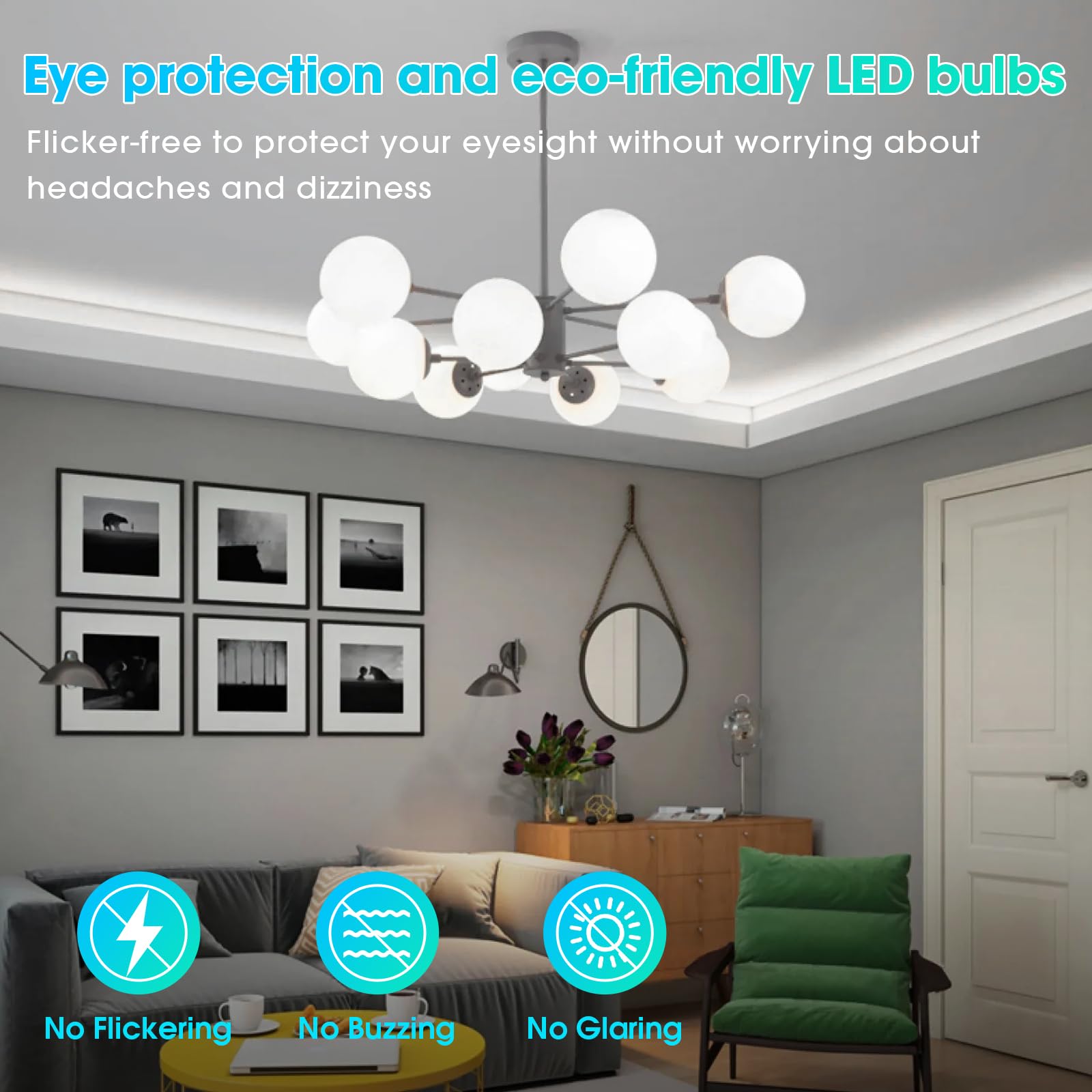 Gonhom Etl Listed 3 Way Led Light Bulbs Daylight White 5000K,30 70 100W Equivalent 3 Way Light Bulbs, A19 E26 Medium Basethree W
