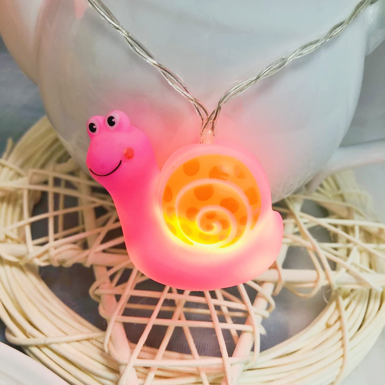 Cute Animal Snail Night Lights Snails String Lights 5.4Ft 10 Led Battery Operated Bedroom Fairy Lights For Children Bedroom Home Holiday Decortion (Snails, 1.65M/10Led)
