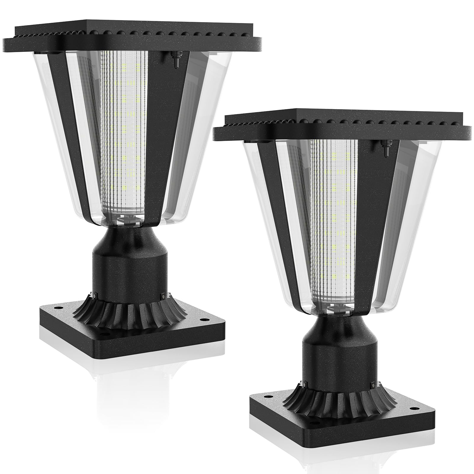 Lovus Solar Post Lights, Dusk to Dawn LED, 6000K Cold White, IP65 Waterproof, 400LM, 2 Pack, Model SF-001 6000k-2