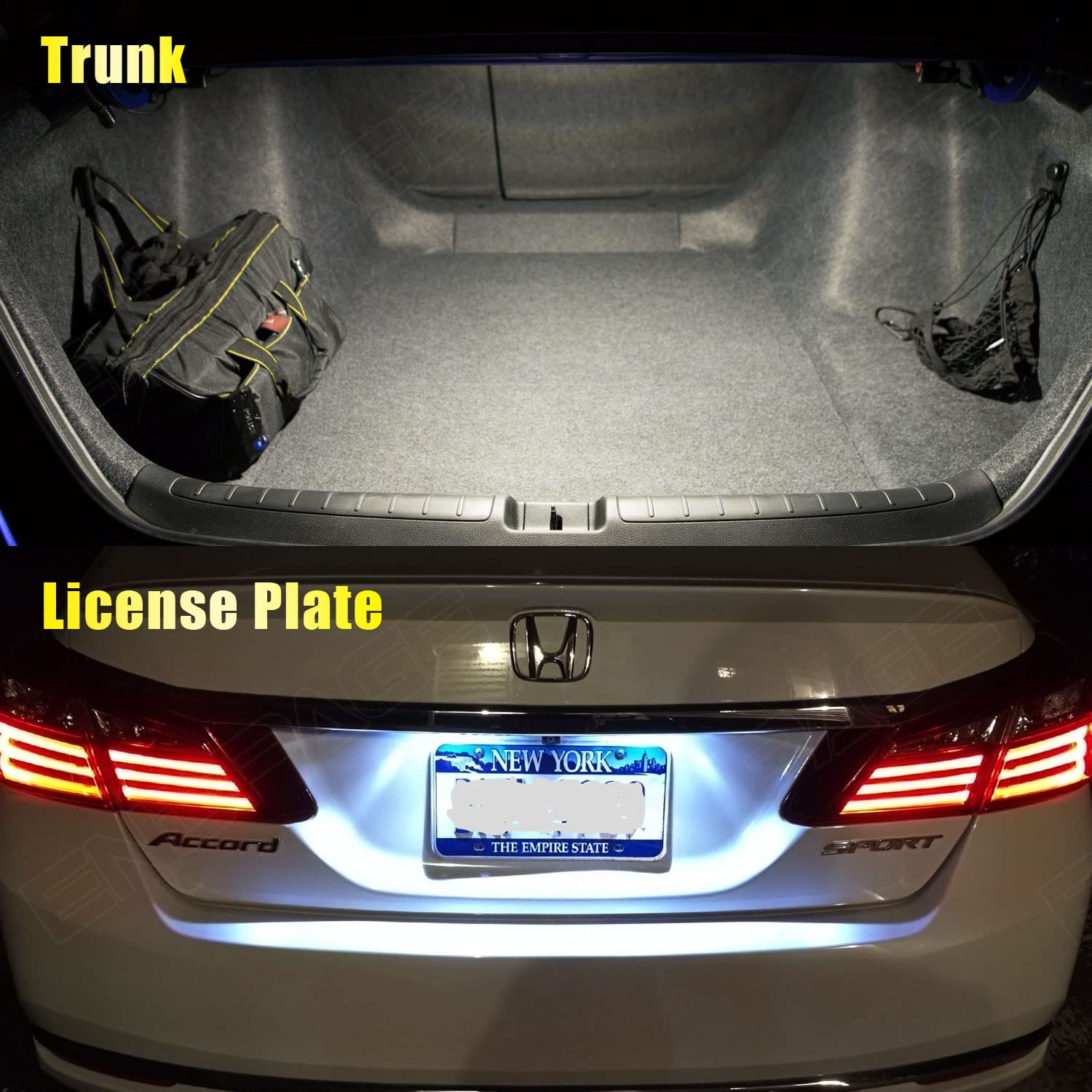 Endpage 12-Pieces Accord Led Interior Light Kit For Honda Accord 2003 2004 2005 2006 2007 2008 2009 2010 2011 2012 White 6000K Interior Led Lighting Package + License Plate Lights, Install Tool