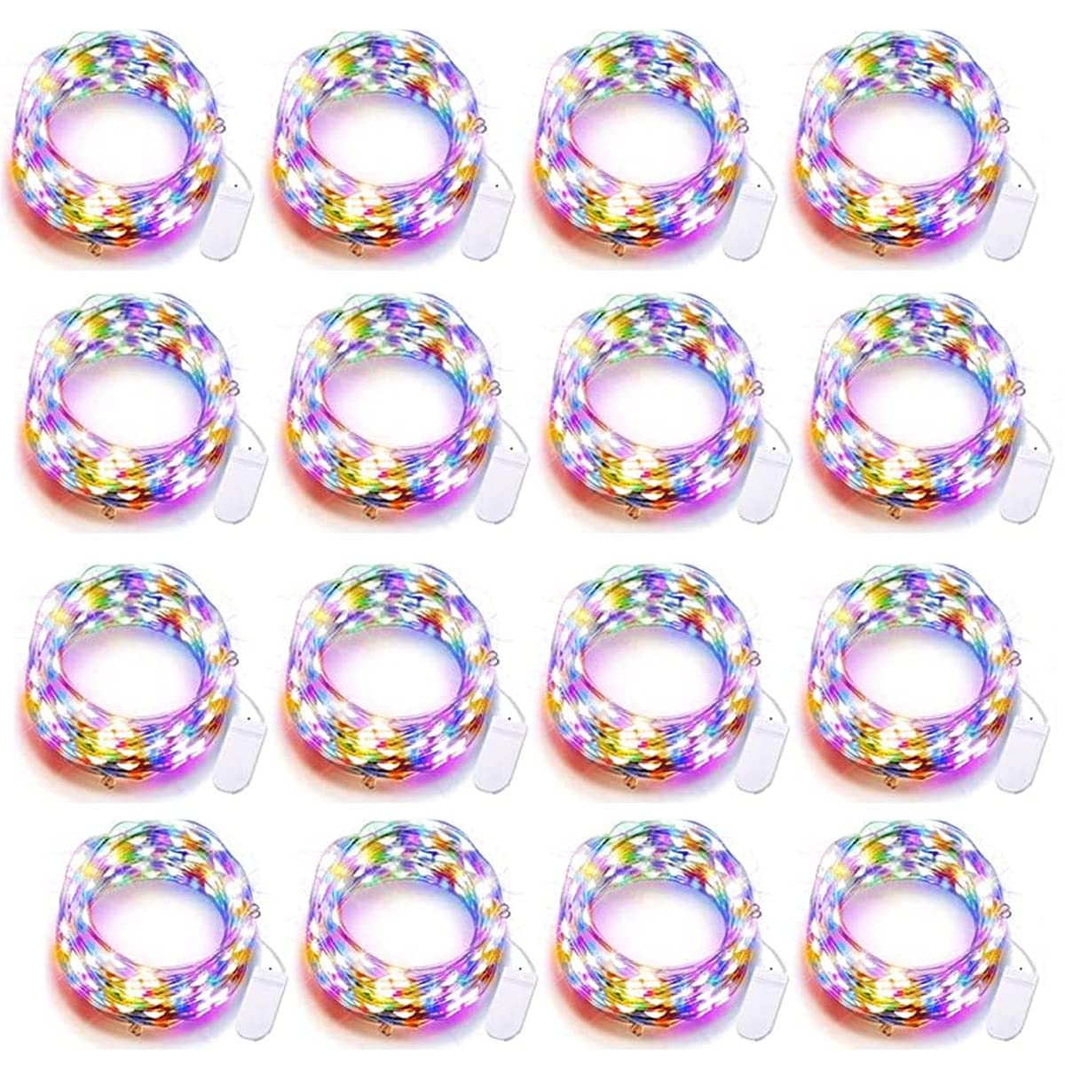 16 Pack LED Fairy Lights Battery Operated - 10FT 30LED Copper Wire Mason Jar String Lights, IP65 Waterproof, Bendable for Indoor