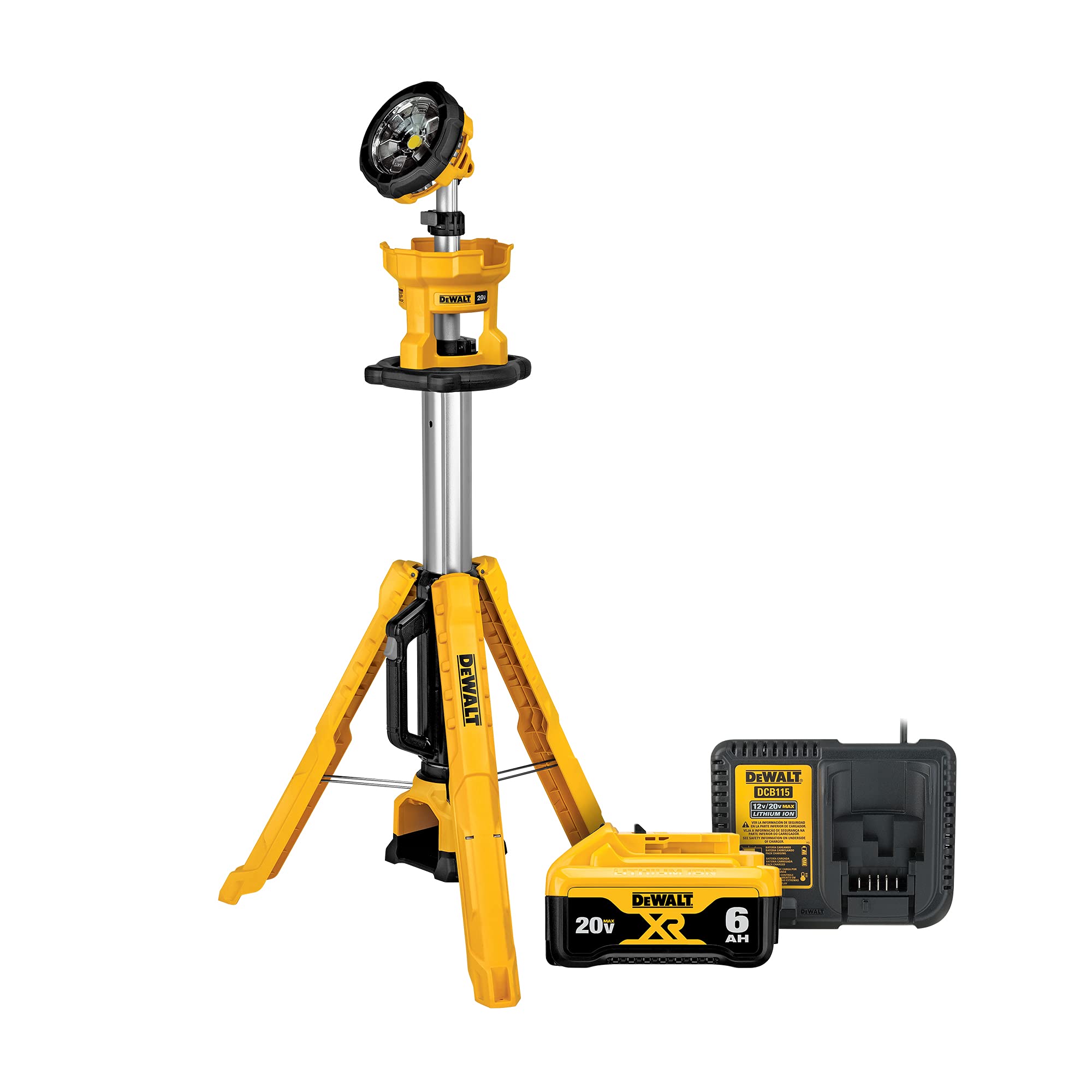 DEWALT 20V MAX Cordless LED Work Light with Tripod Base Kit, DCL079R1, Multicolor, Includes Battery and Charger