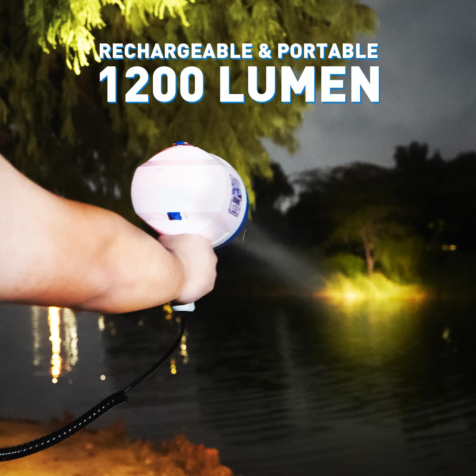 GOODSMANN 12V Handheld Spotlight, 1400 Lumen, Halogen, Blue & White, Model 9924-H202-01, Ideal for Boat & Car Use