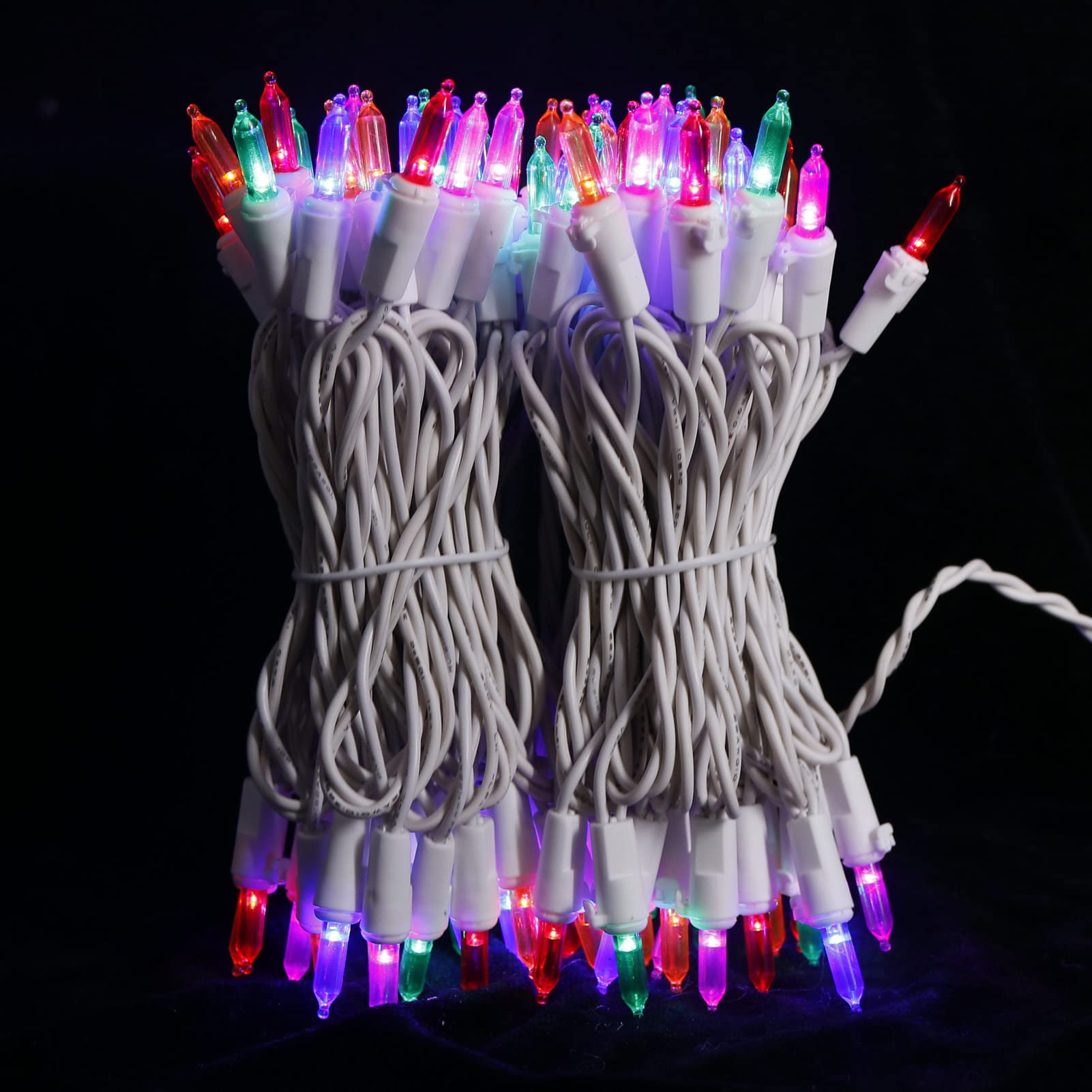 Multicolor Led Christmas Lights - 2 Pack 100 Count Multi-Colored Christmas String Lights For Tree  Party  Wedding  Holiday  Indoor/Outdoor Decor  2 Sets 33 Feet White Wire  Ul Certified  Connectable
