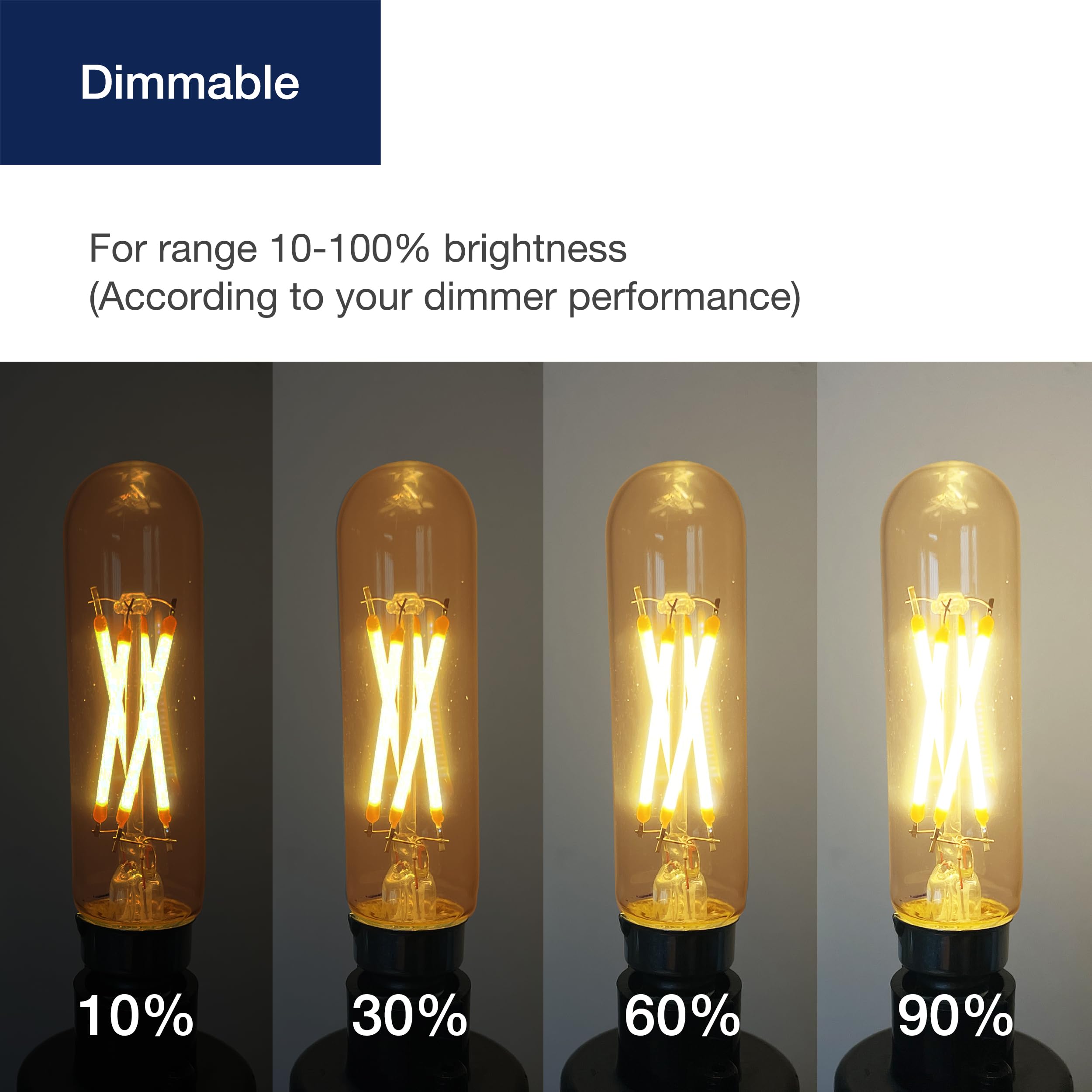FLSNT Dimmable E12 LED Chandelier Bulbs, 60W Equivalent, 5.5W, 2200K Amber White, 450LM, 12 Pack, Glass