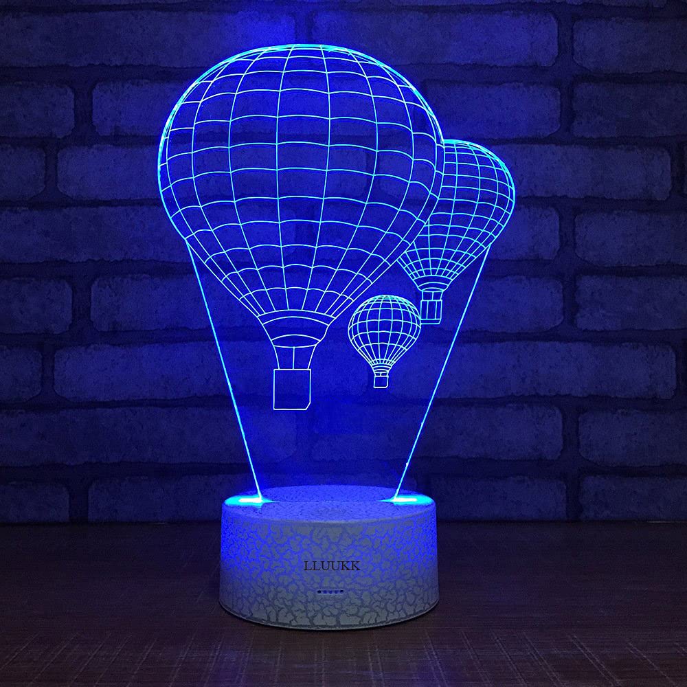 Hot Air Balloon Night Light 3D Visual Led Desk Lamp Fire Balloon Toy Household Home Room Decor 7 Colors Change Touch Table Light
