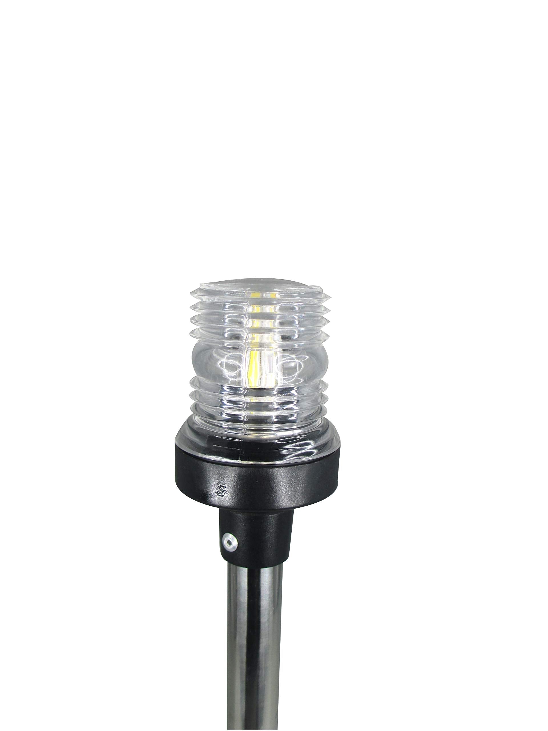 Pactrade Marine 12V Navigation Anchor Light 360° LED Splashproof Black Housing Fold Down Base (H=16.5in) USCG Approved