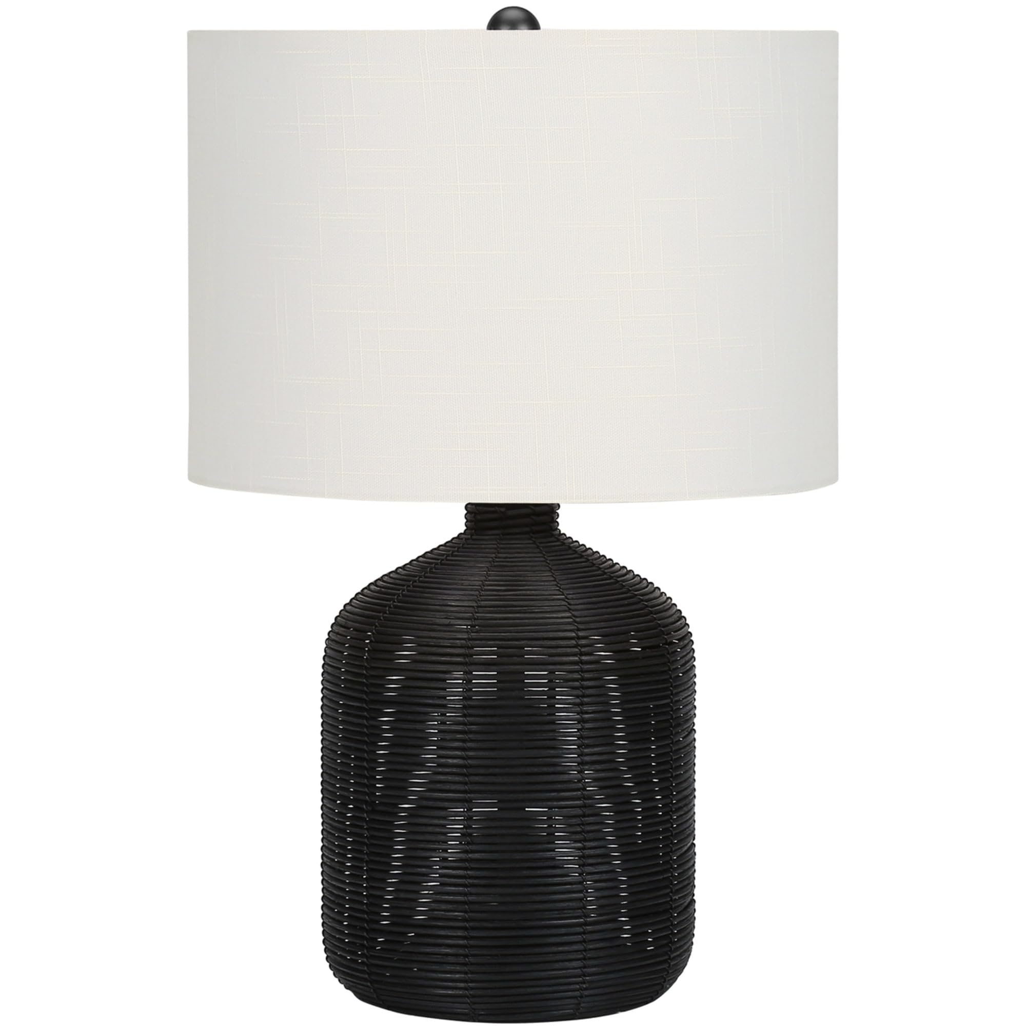 Monarch Specialties I 9734 Lightingtable Lamp, Black Rattan, Ivory/Cream Shade, Modern