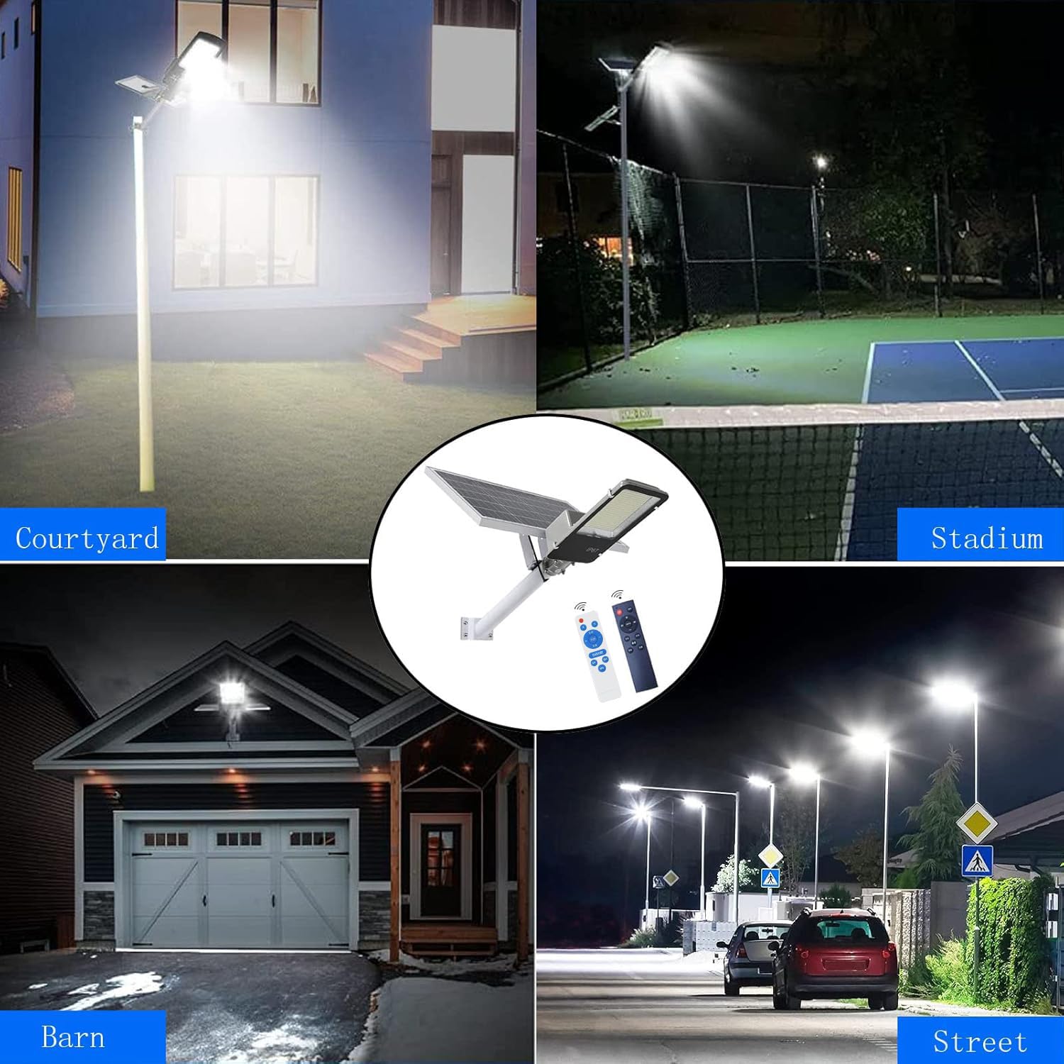 Susvqlxg Solar Street Flood Lights Outdoor, Commercial Solar Security Lights Ip65 With Remote Control Dusk To Dawn Parking Lot L