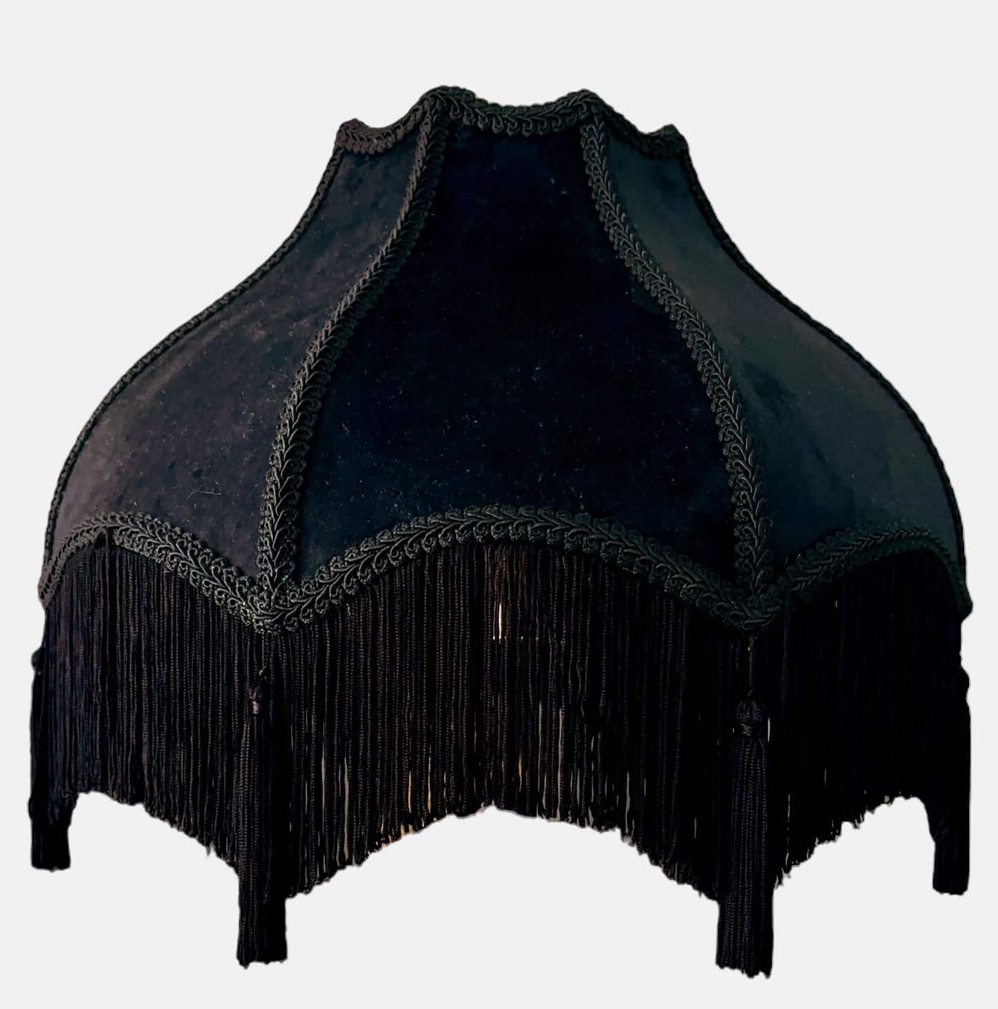 Tristan Home Enhanced Classic Victorian Style Bell Shape Scallop Large Velvet Lamp Shade with Tassels and Fringe (Yellow)