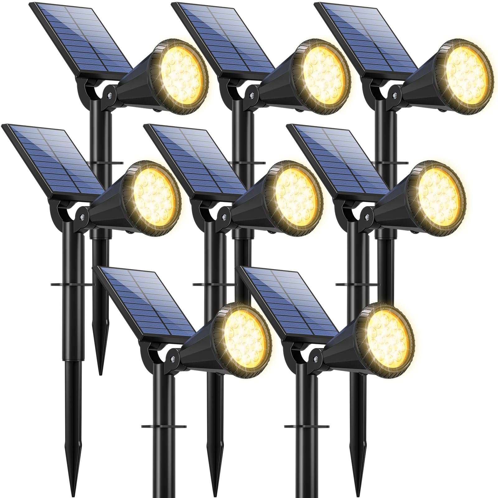 WELALO Solar Spot Lights Outdoor Waterproof for Flag, [8 Pack/4 Modes] Landscape Spotlights 180 Adjustable Solar Powered Lights 